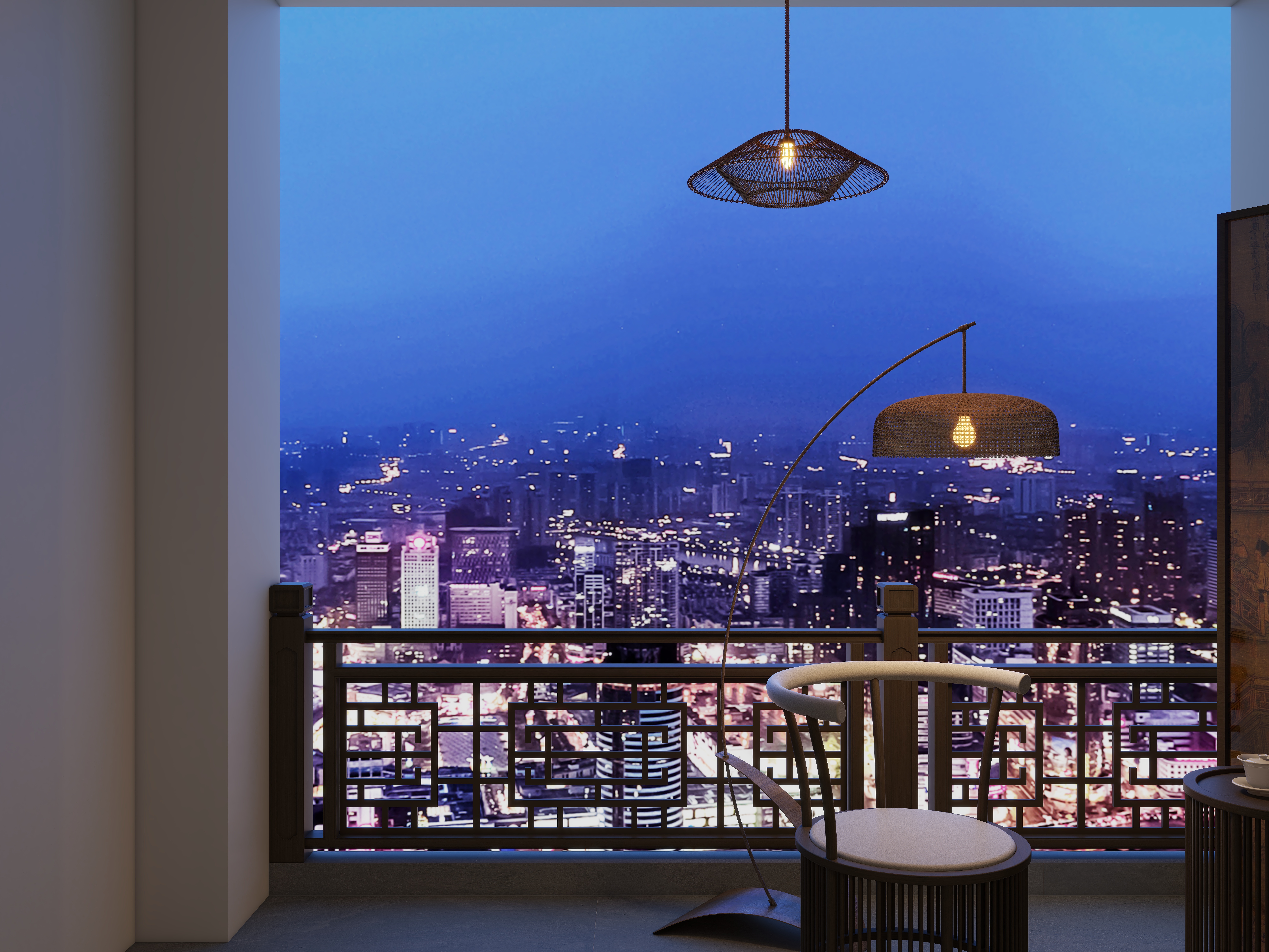 茶韵风轻-宋式美学中式李宅占地125平装修效果图