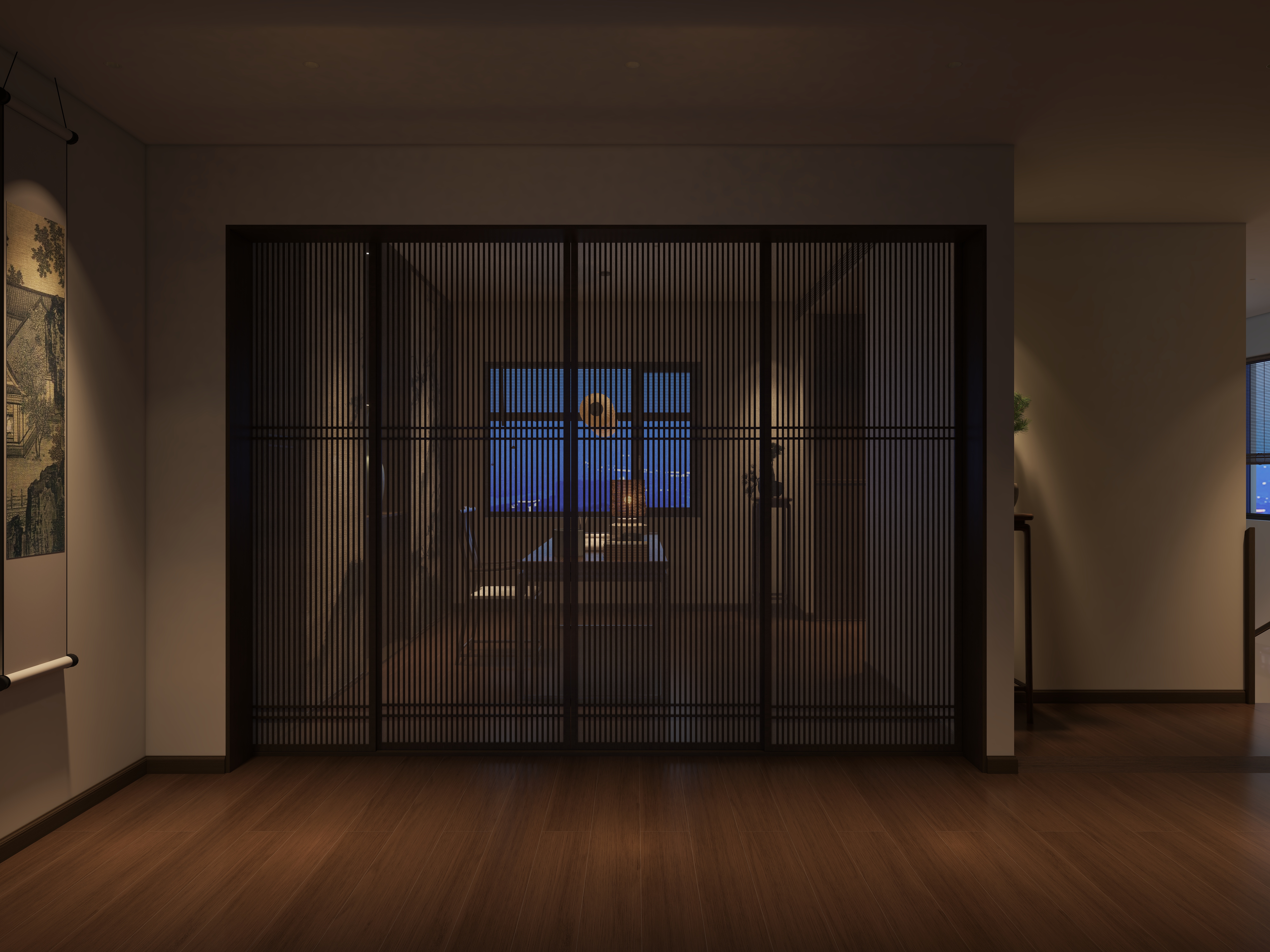 茶韵风轻-宋式美学中式李宅占地125平装修效果图