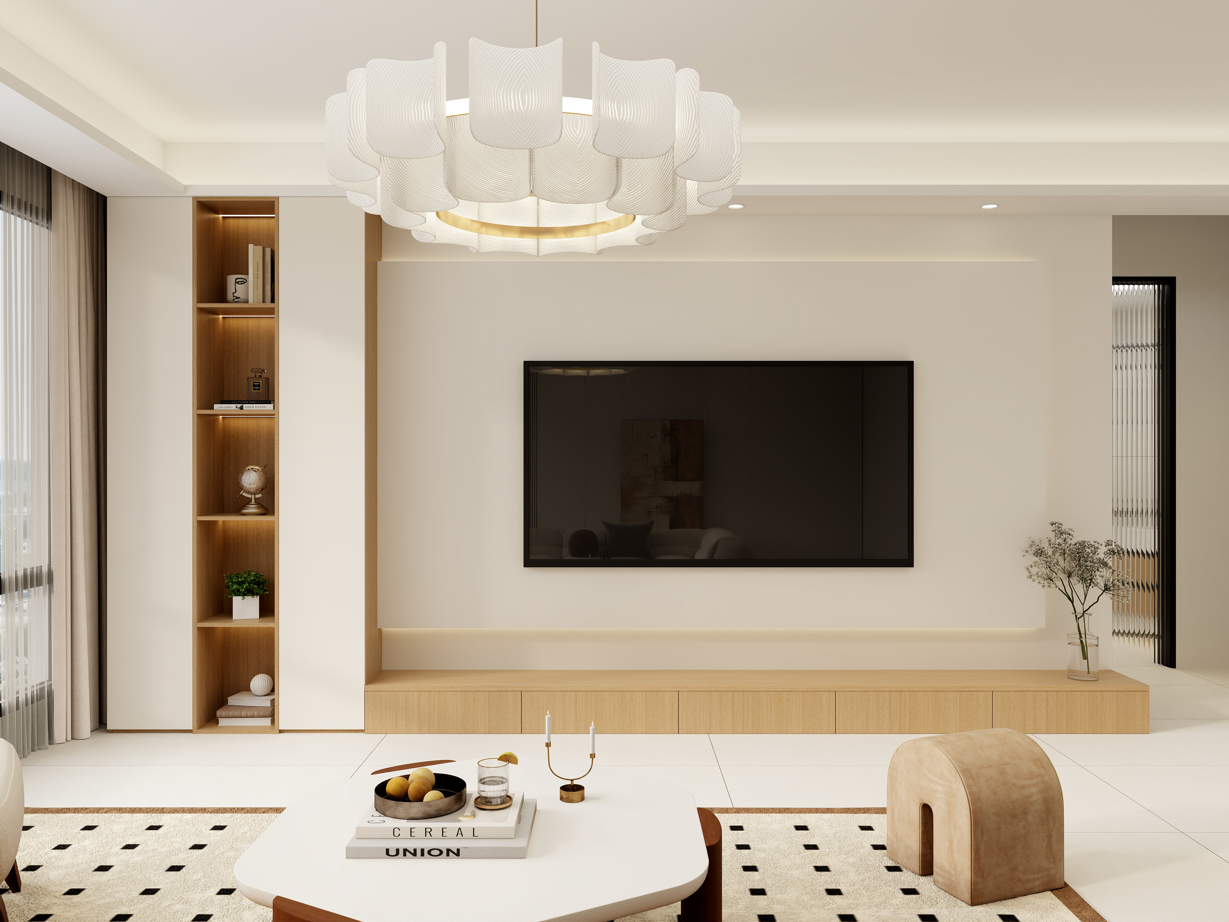 吴爽-102m²原木奶油风格装修效果图