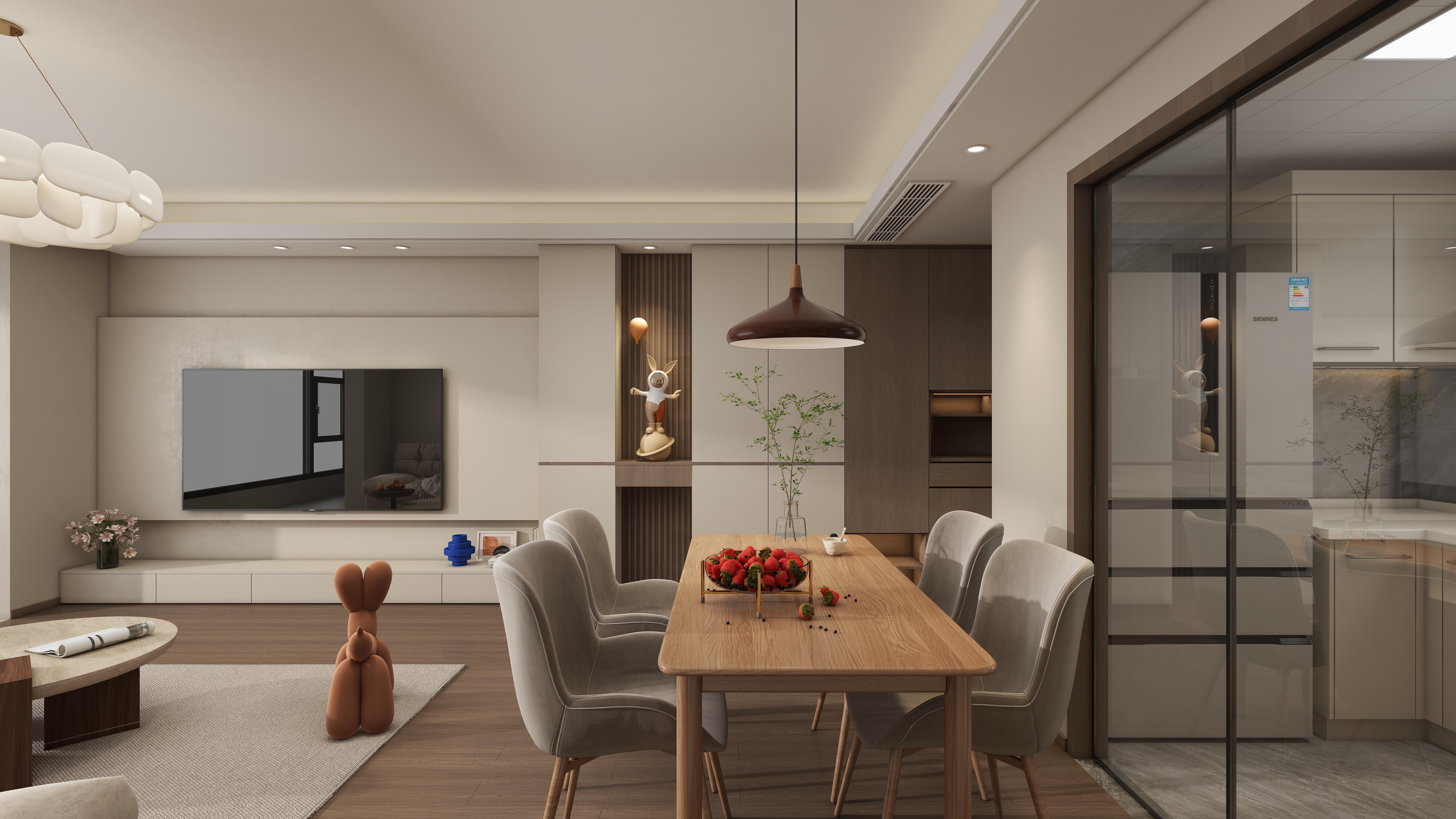 星空设计500-现代简约102㎡2室装修效果图