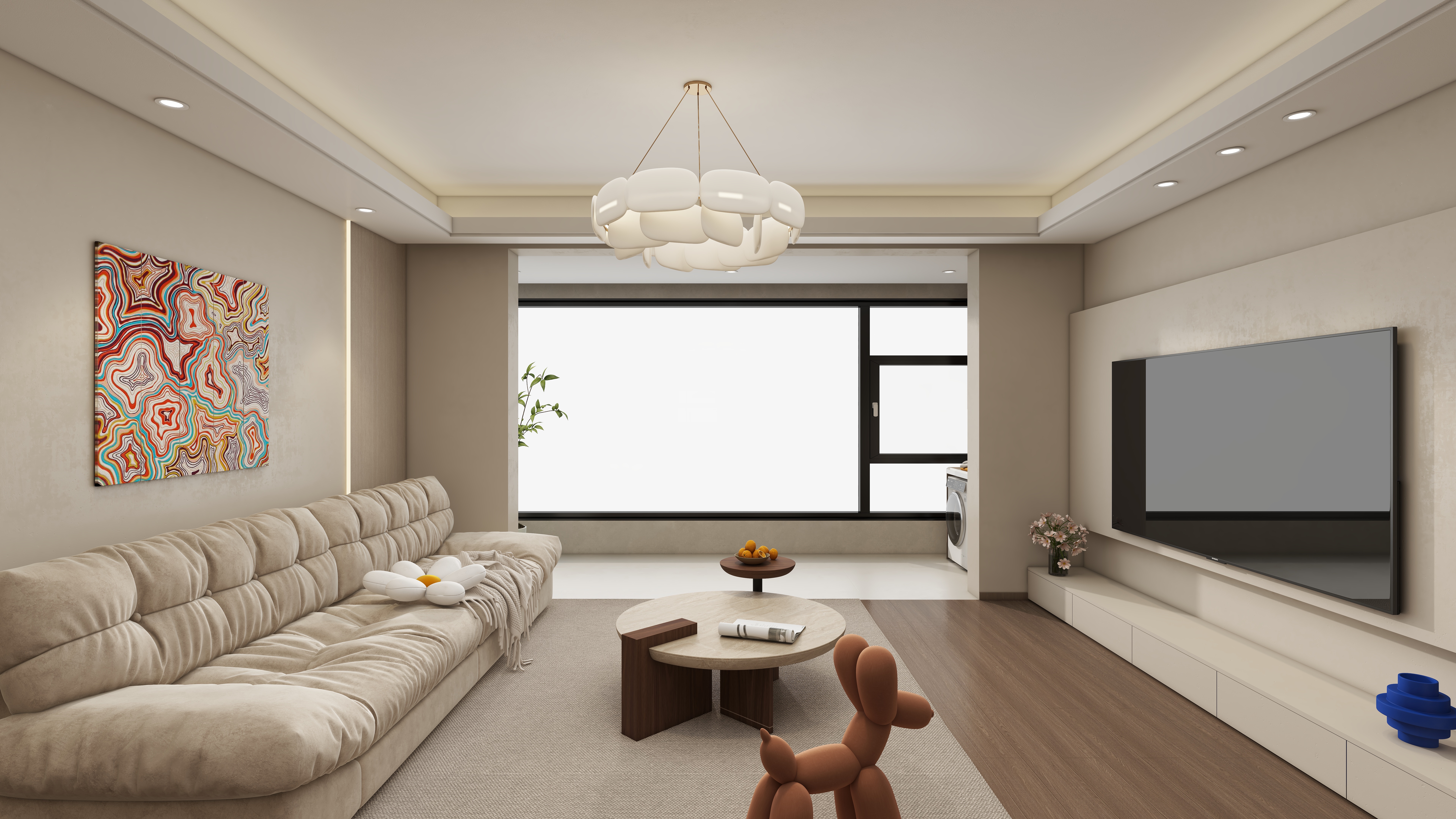 星空设计500一套-现代简约102㎡2室装修效果图