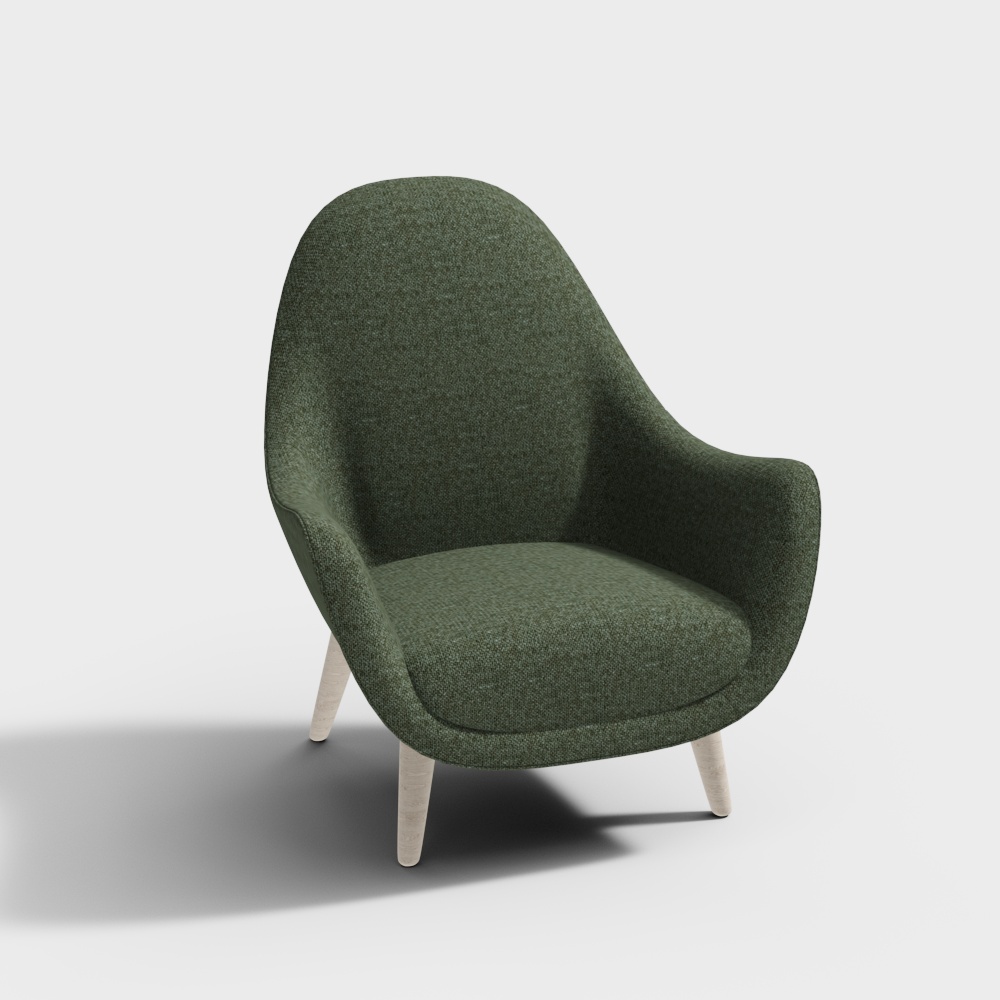 Poliform MADKING armchair Green linen chair with b3D模型