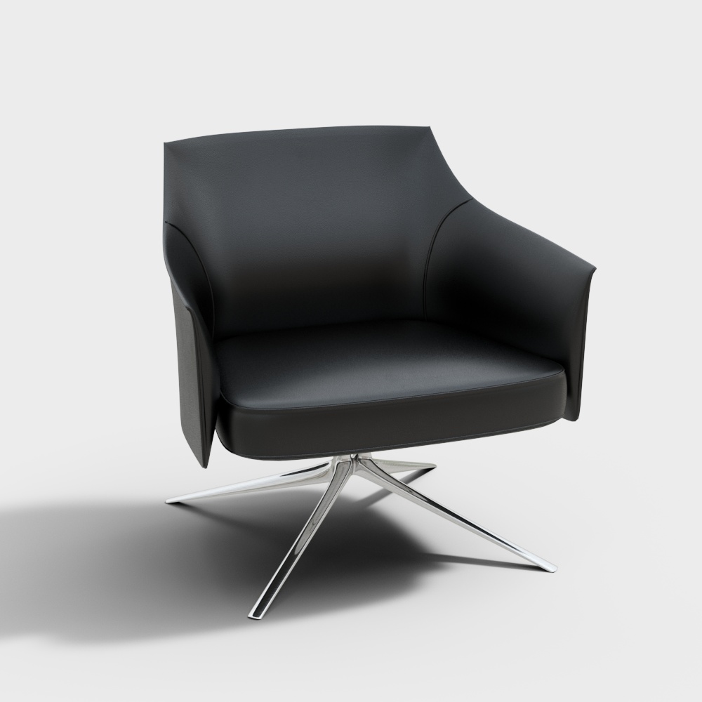 Poliform STANFORD armchair Black leather chair 3D模型