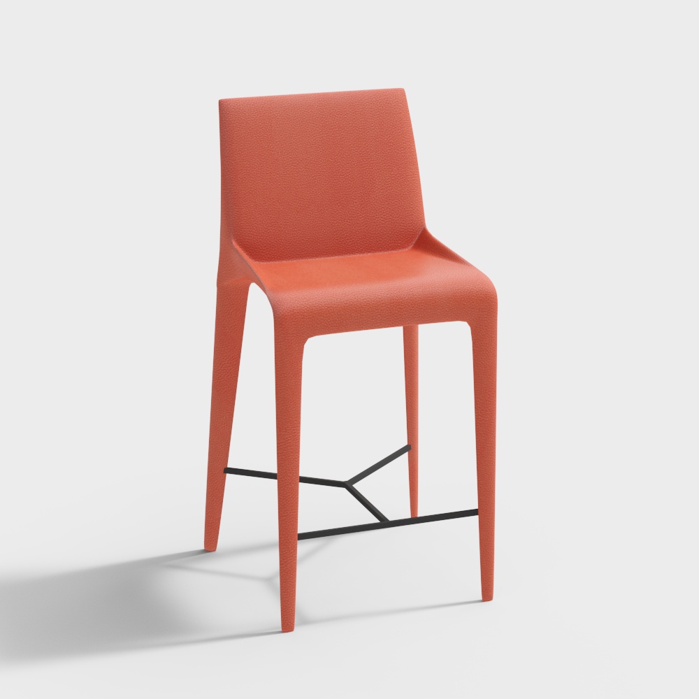 Poliform  SEATTLE stool Orange leather chair3D模型