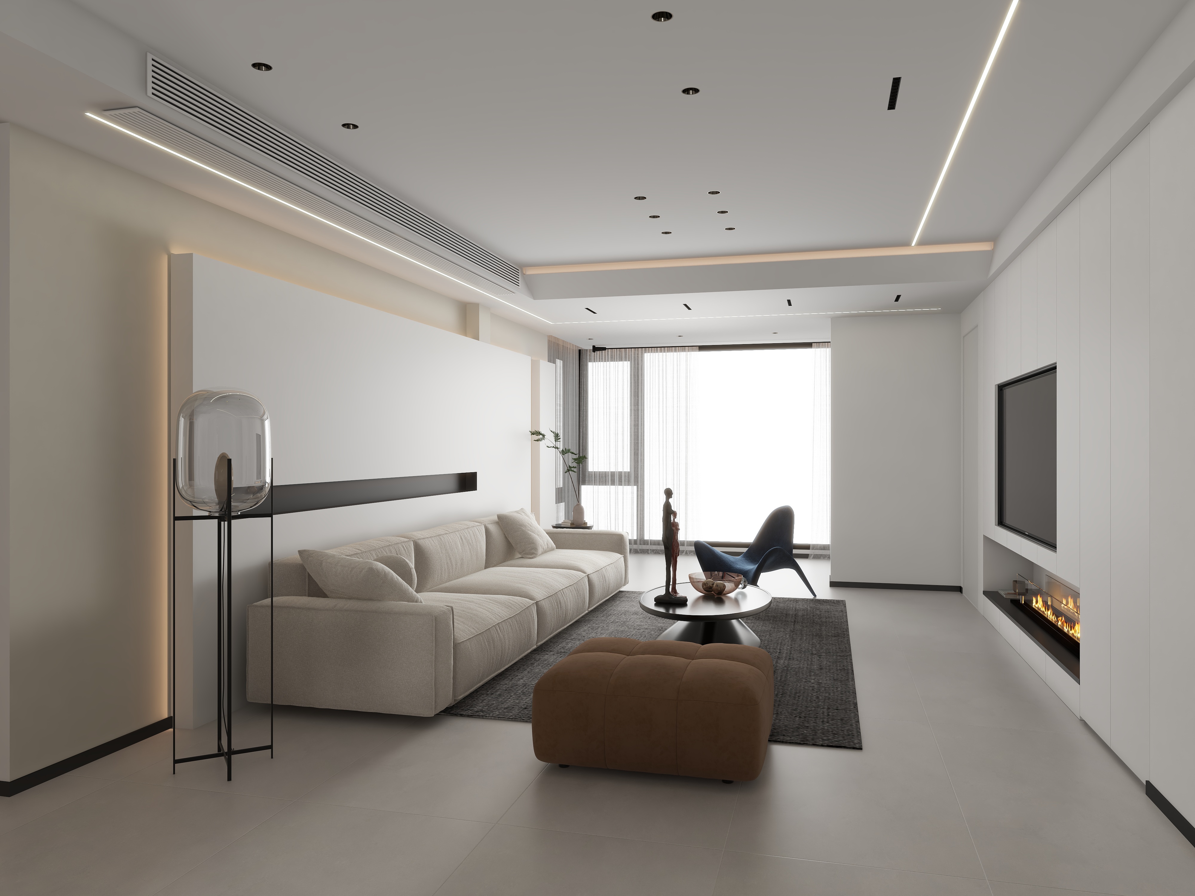 一栗设计工作室-119 平米，黑白灰极简的优雅绽放-装修设计方案