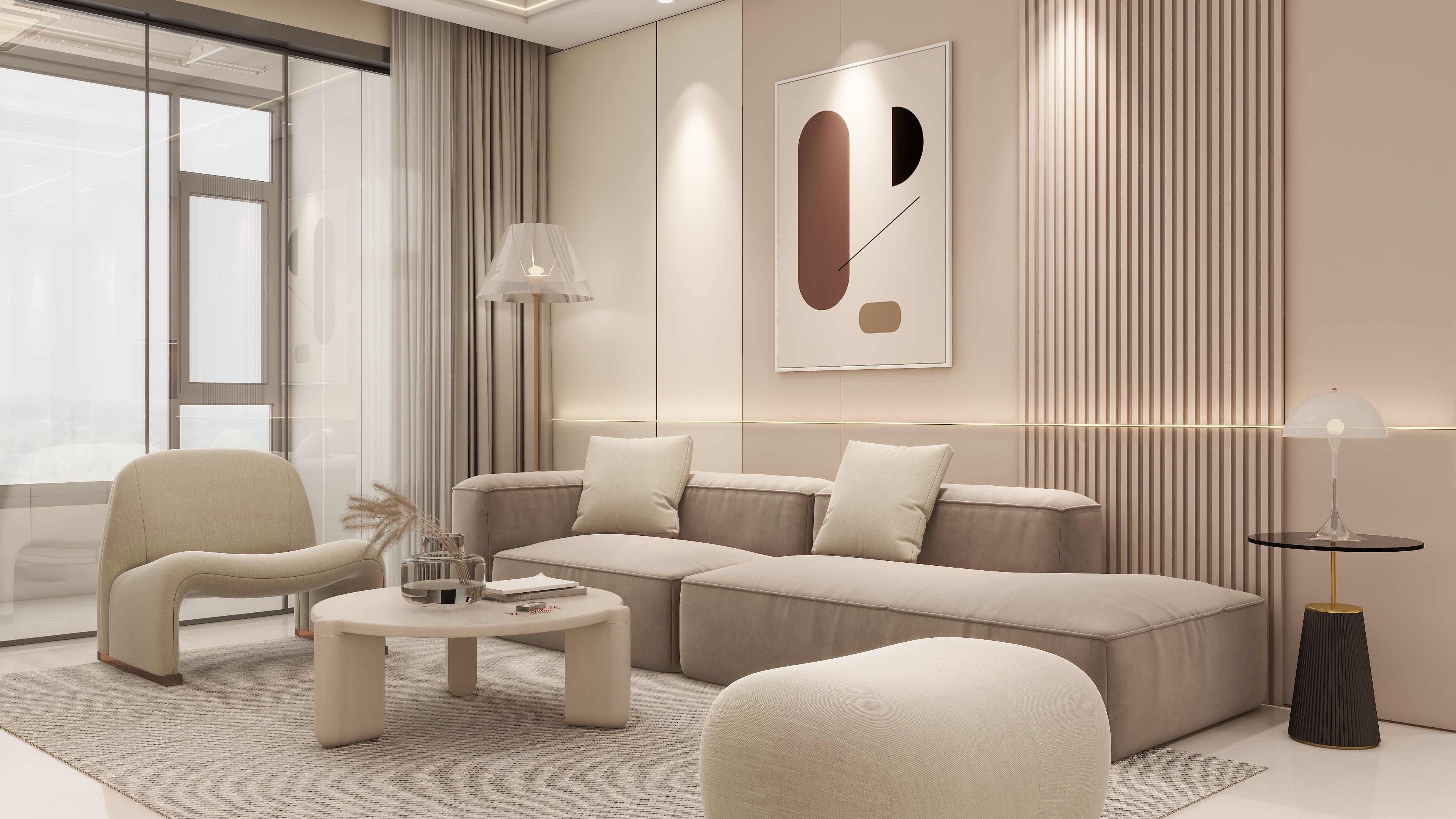 庄育霖-园博壹号院89平奶油风3室装修效果图