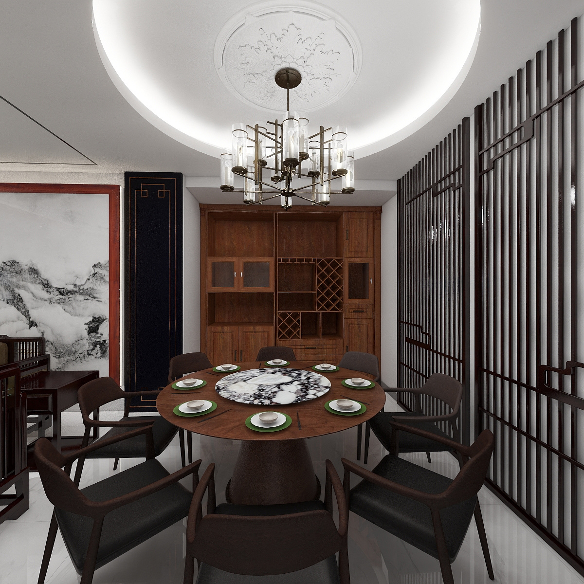 纳格兰的一阵大风-新中式142㎡2室装修效果图