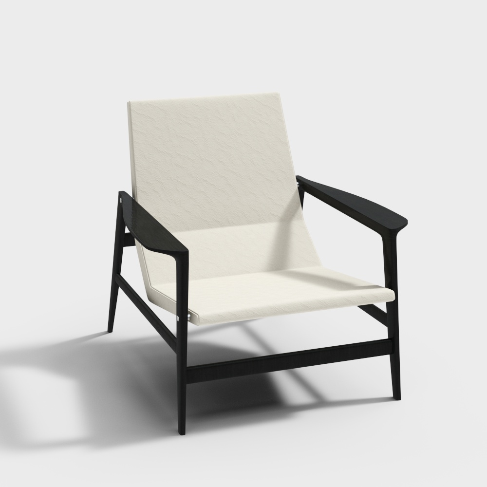 Poliform IPANEMA armchair White leather chair3D模型