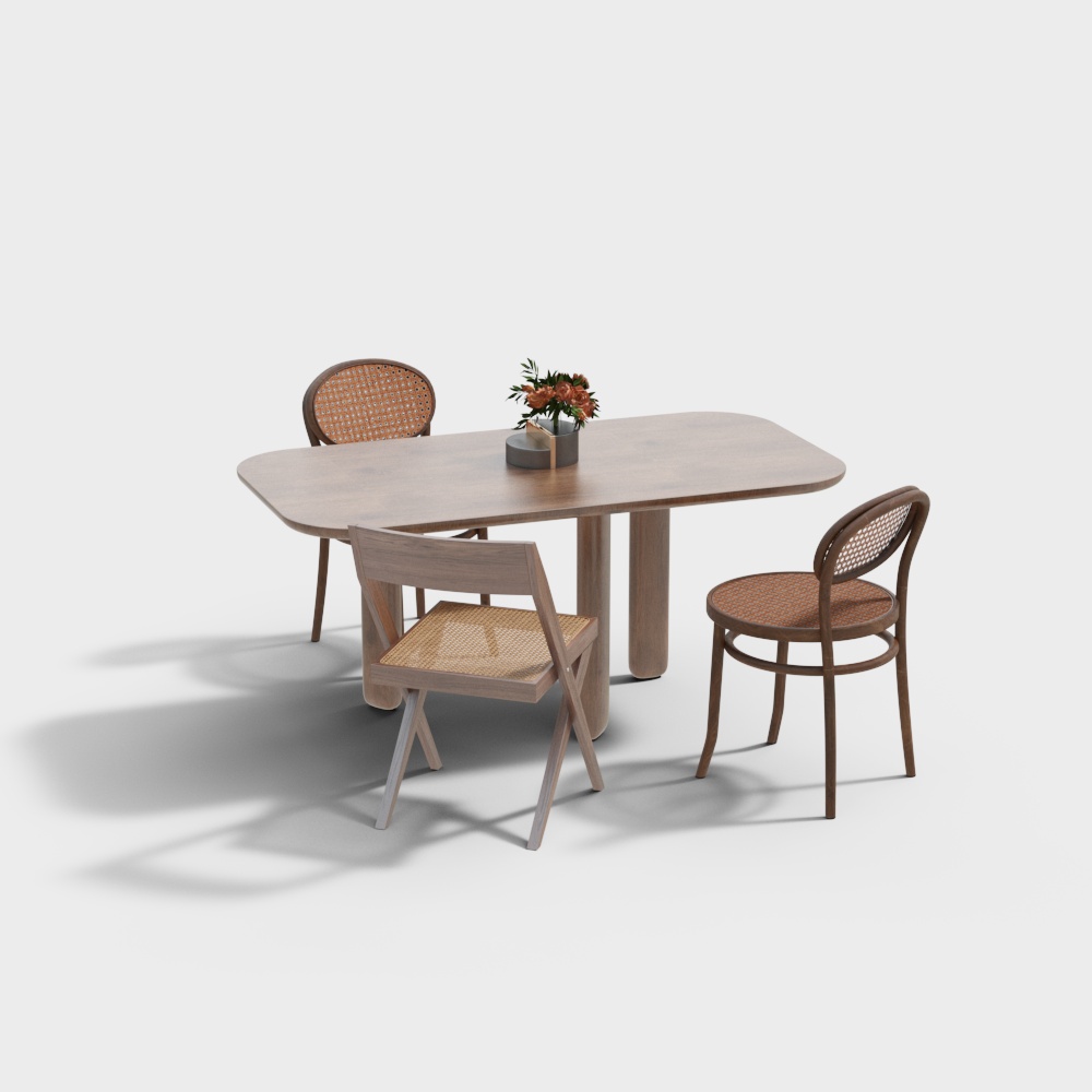 侘寂风Cafe table and chair combination3D模型