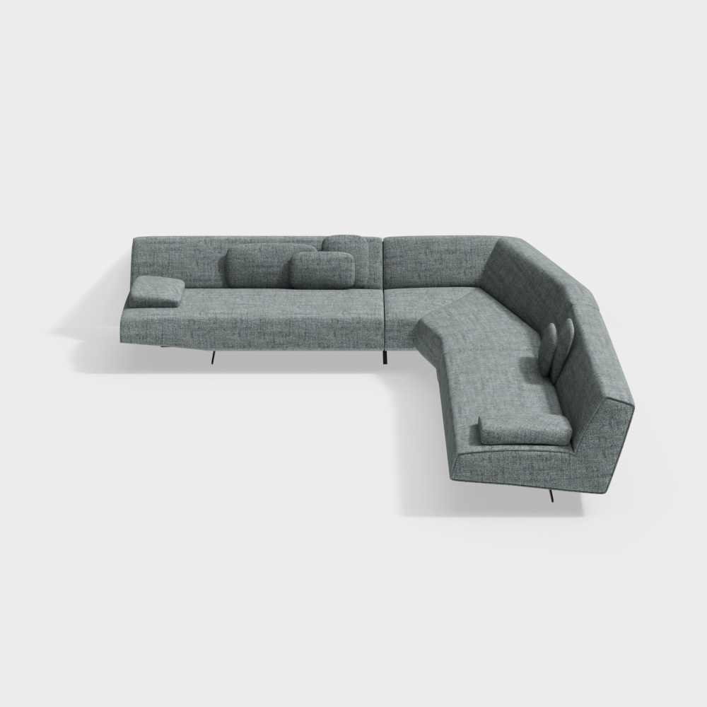 Poliform SYDNEY sofa Grey linen multi person sofa3D模型
