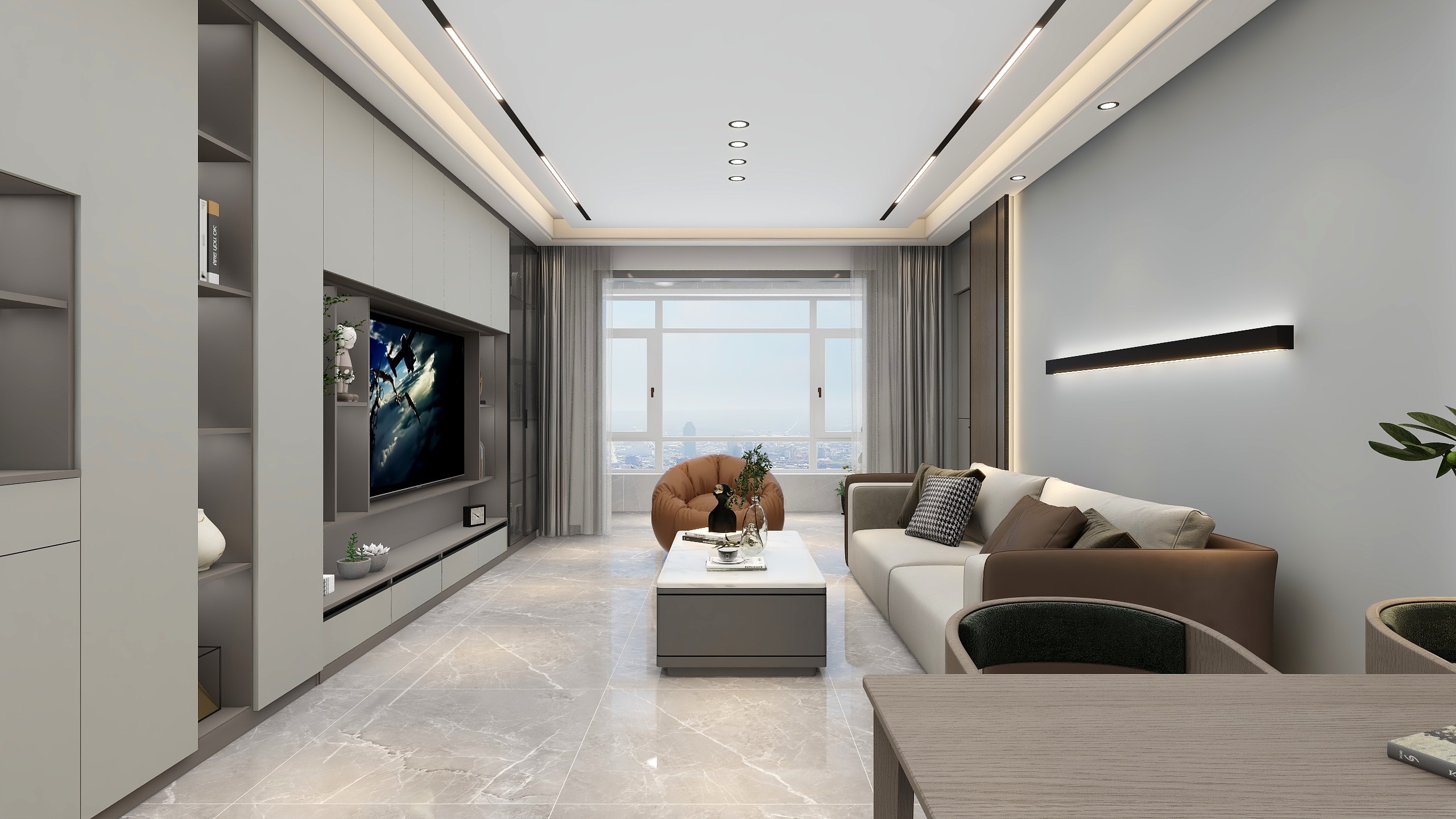 缪丝yun-现代简约风128平装修效果图