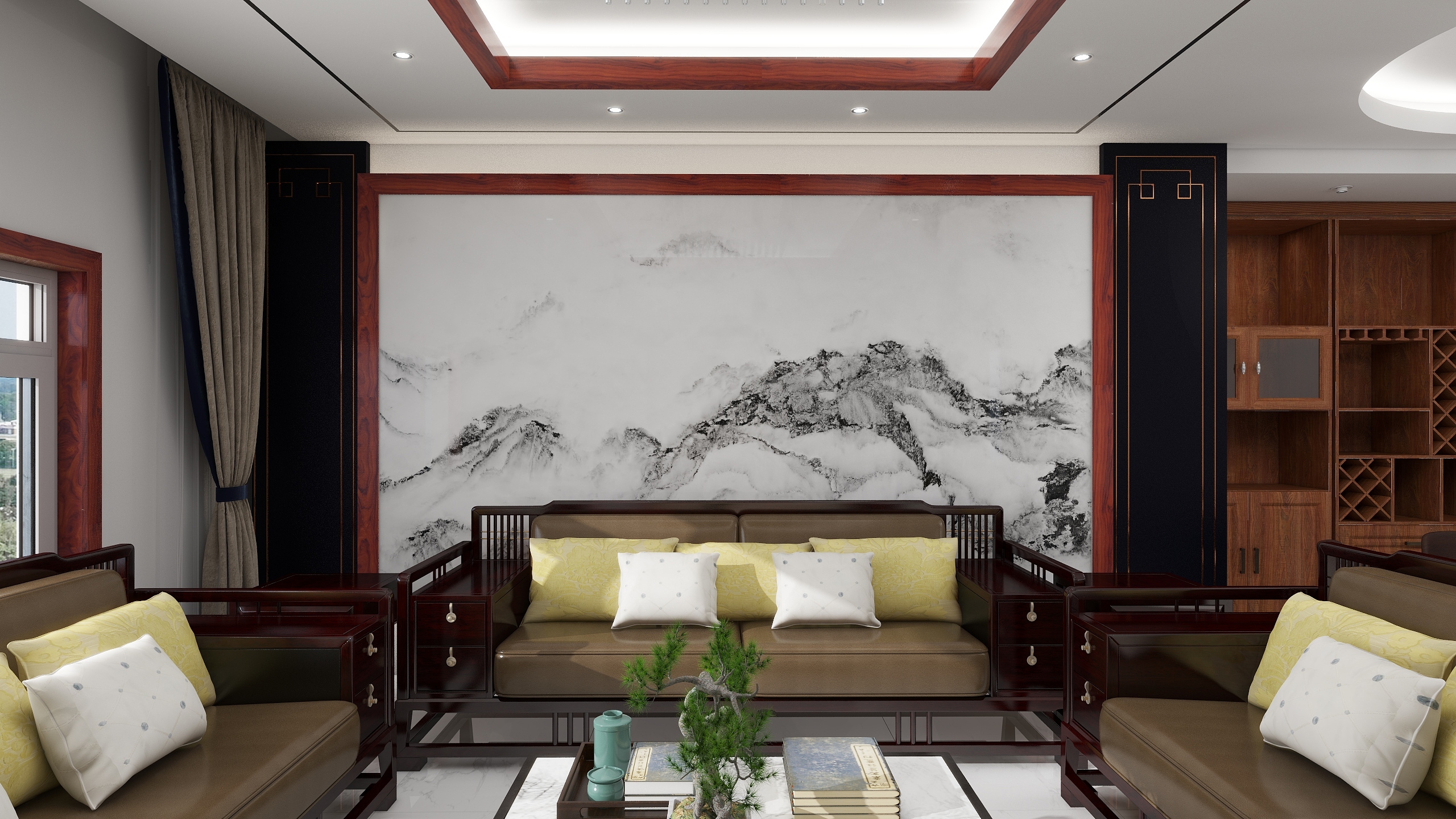 纳格兰的一阵大风-新中式142㎡2室装修效果图