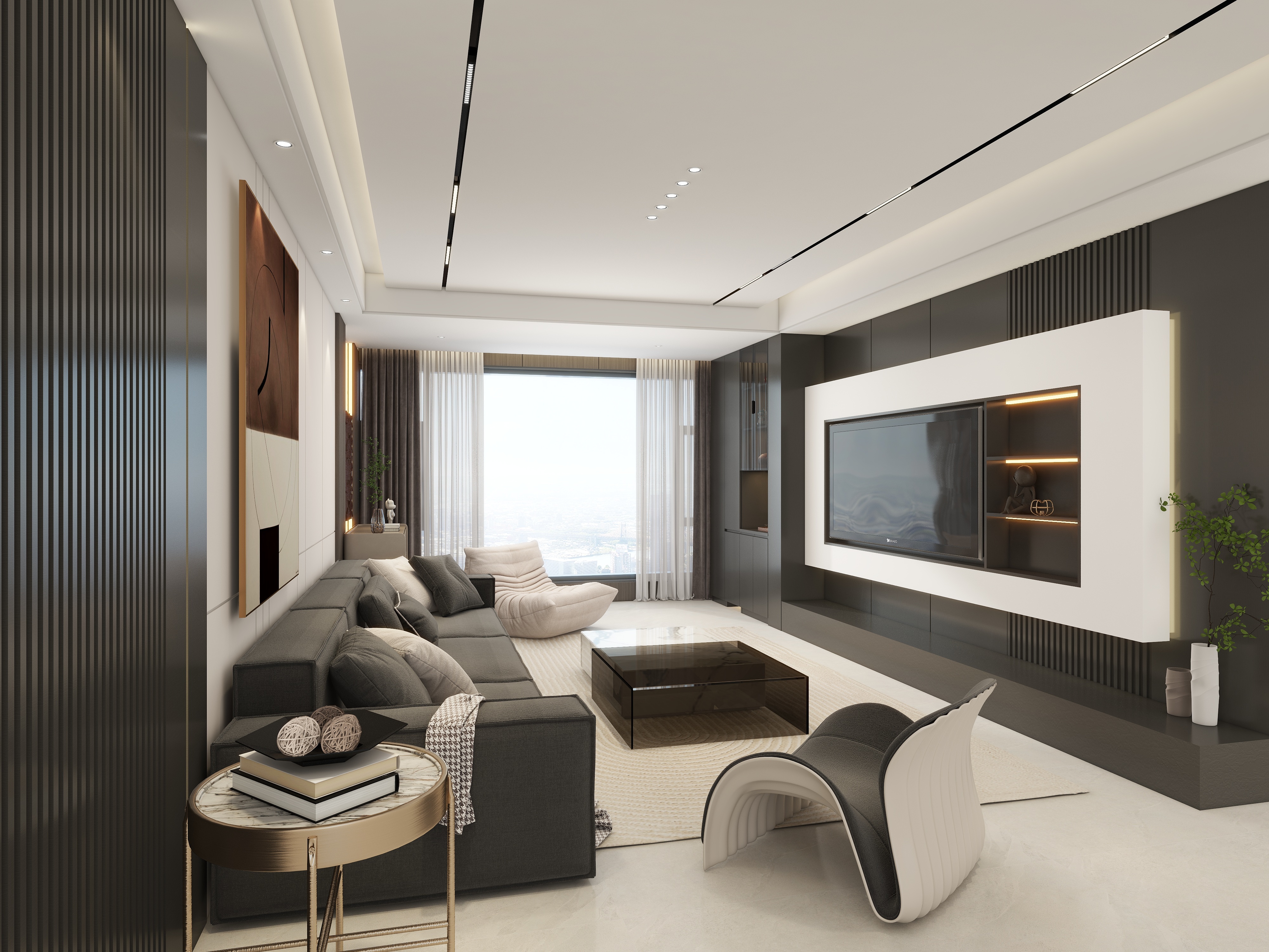 晓明设计工作室.-长运轩意式129㎡2室装修效果图