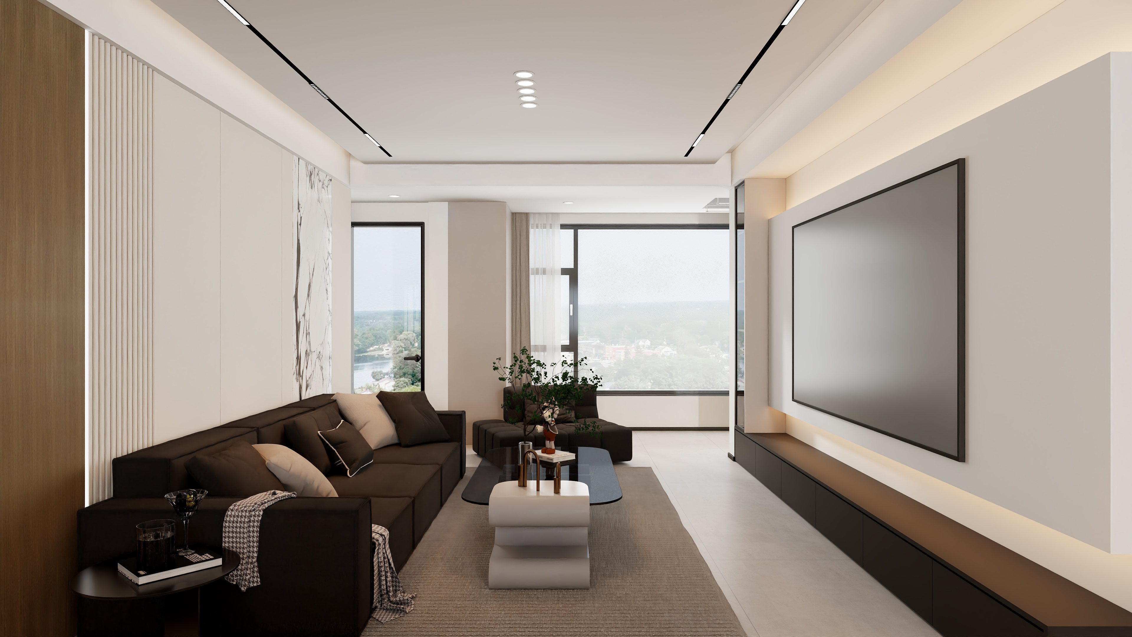 晓明设计工作室.-吾悦花现代简约136㎡3室装修效果图