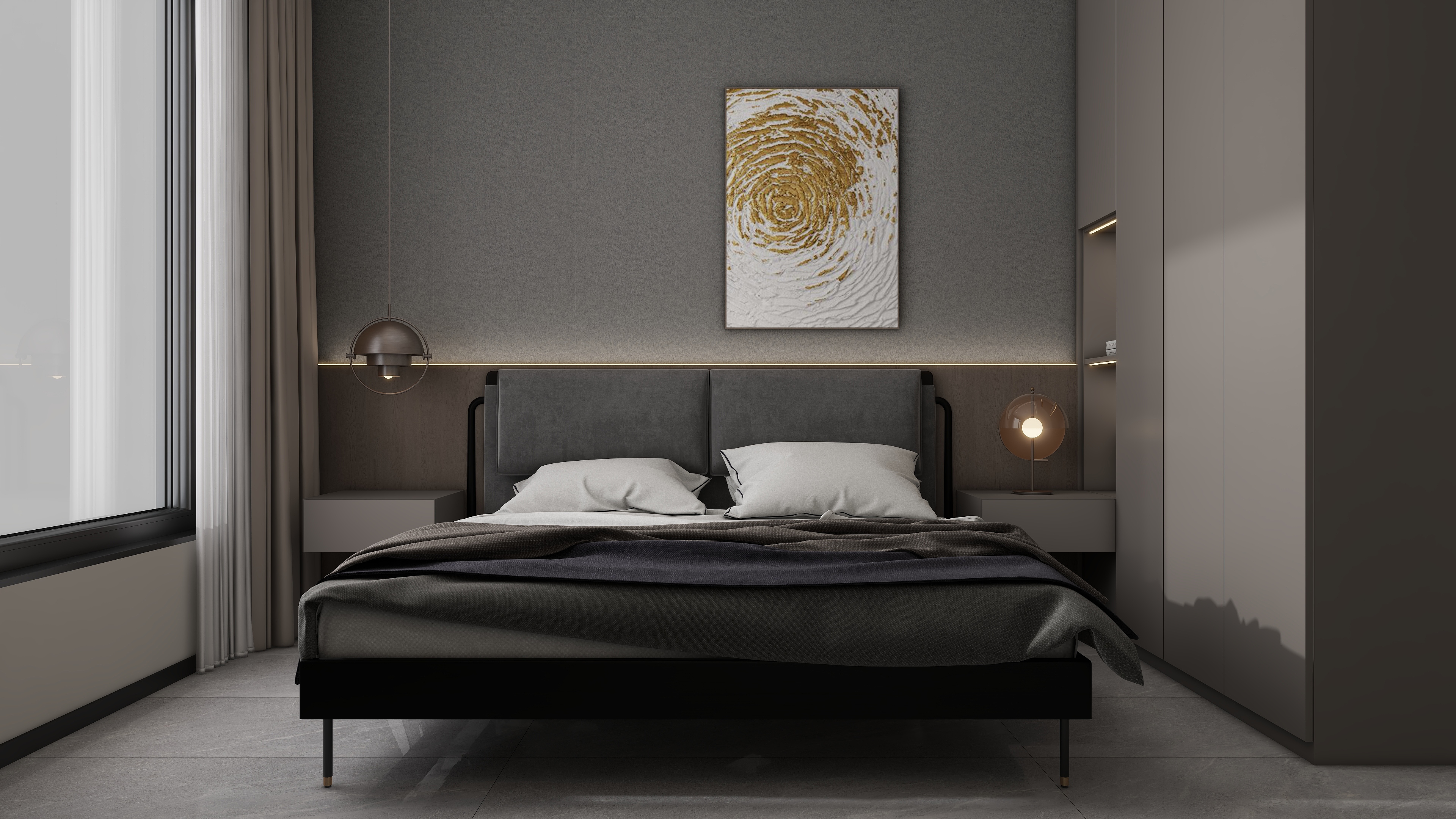 庄育霖-名城阅府89平意式轻奢3室装修效果图