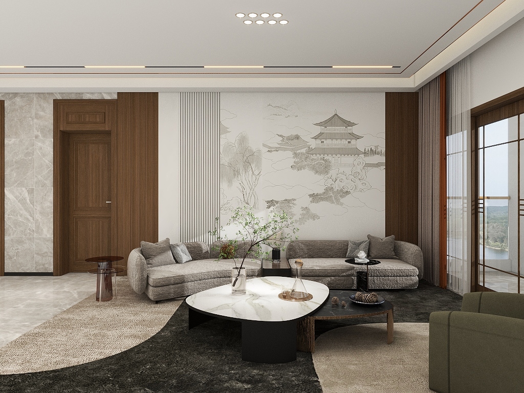 有一点空白-响水新中式别墅-装修设计方案