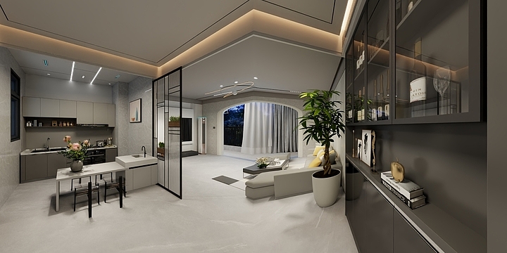 乐平东顺装修公司-现代简约98㎡2室-装修设计方案