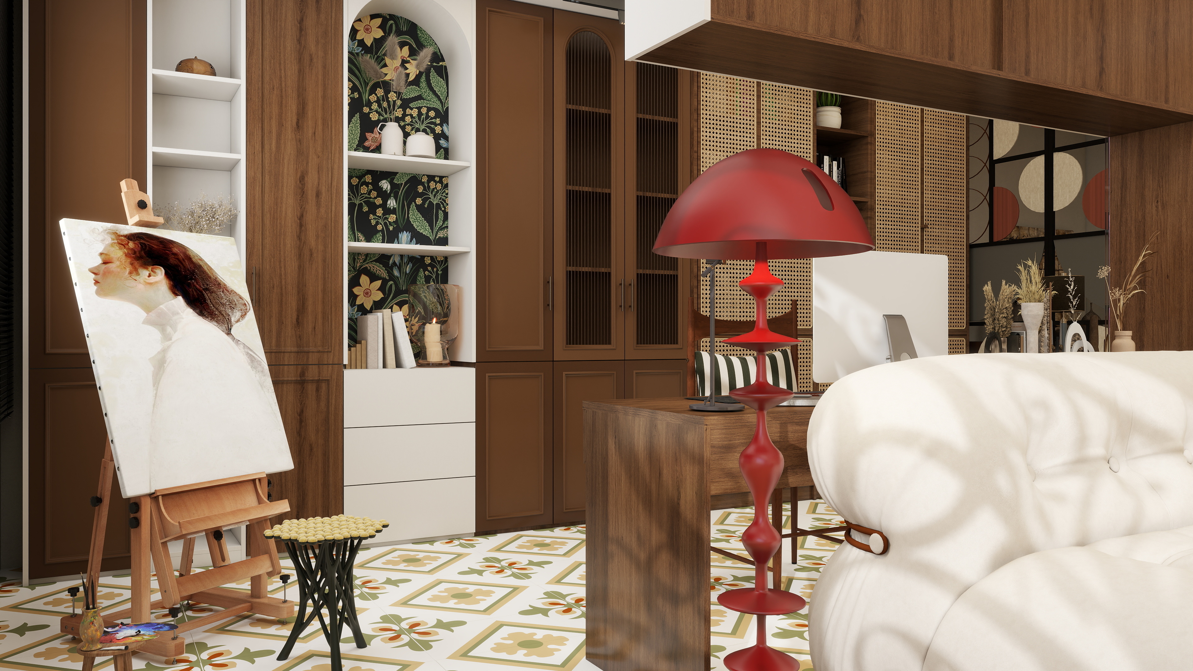 大金空调官方-客餐厨书房一体设计，打造美式混搭风的时髦精小屋。装修效果图