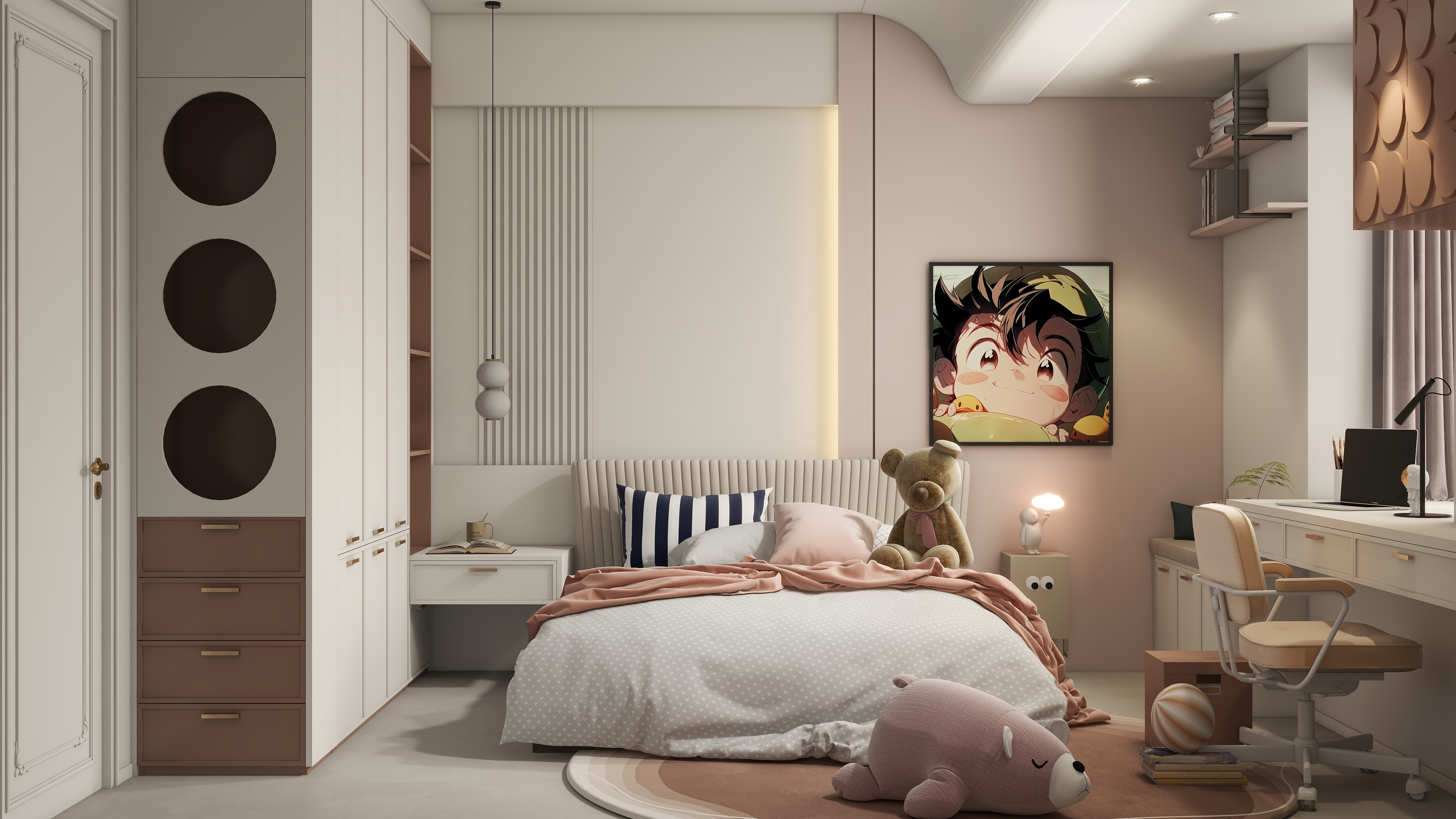 设计师珂源-龙川县昌盛花园美式145㎡3室装修效果图