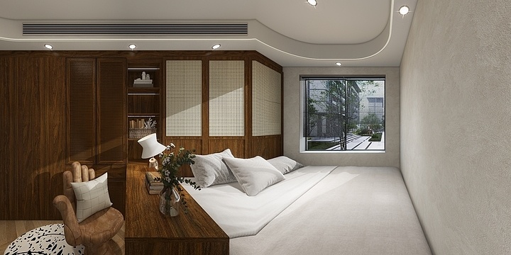 大金空调设计-原木风书房+卧室一体化设计，不一样的空间美学-装修设计方案