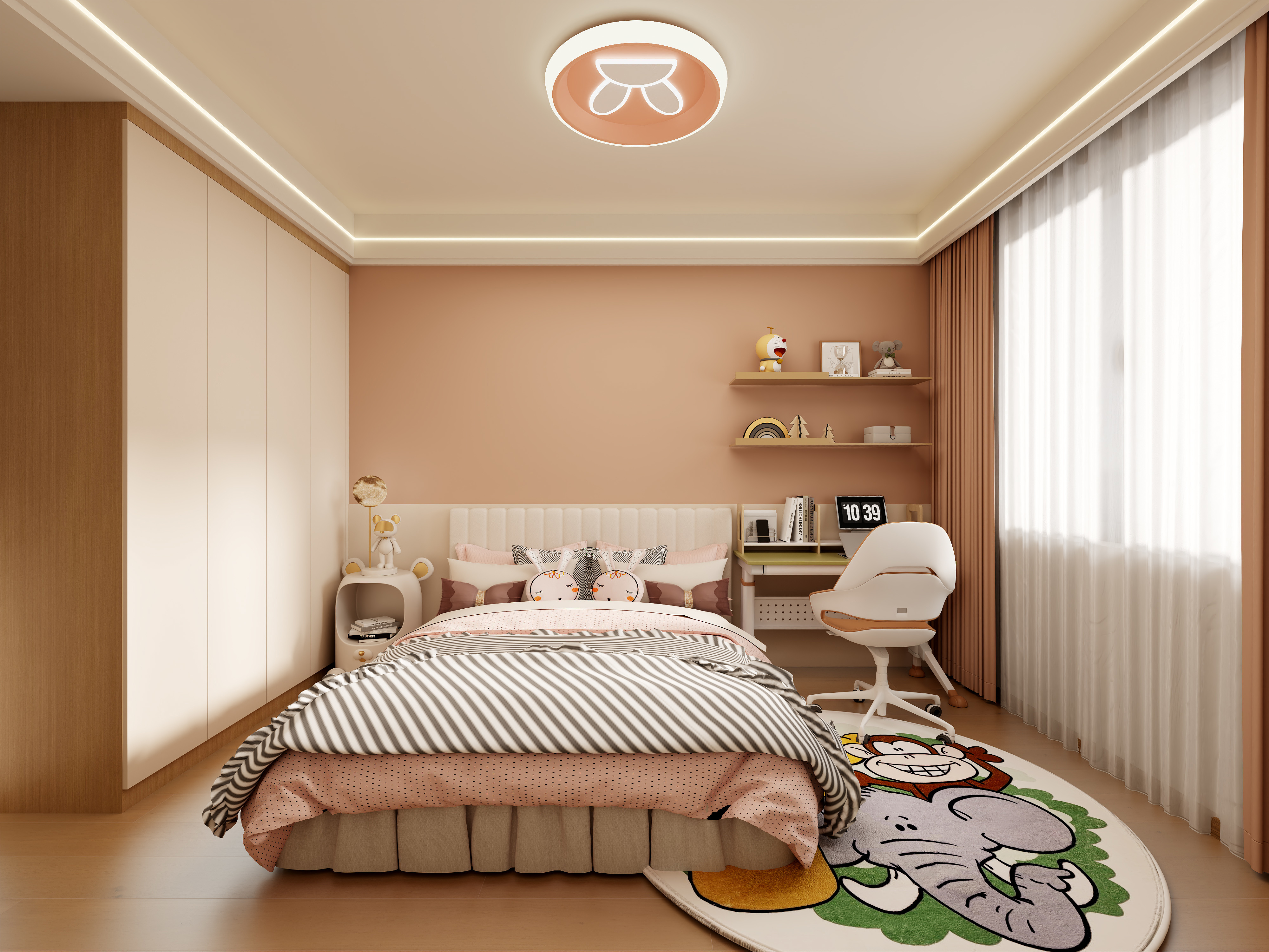 壹诺设计工作室-115㎡3室-原木风装修效果图