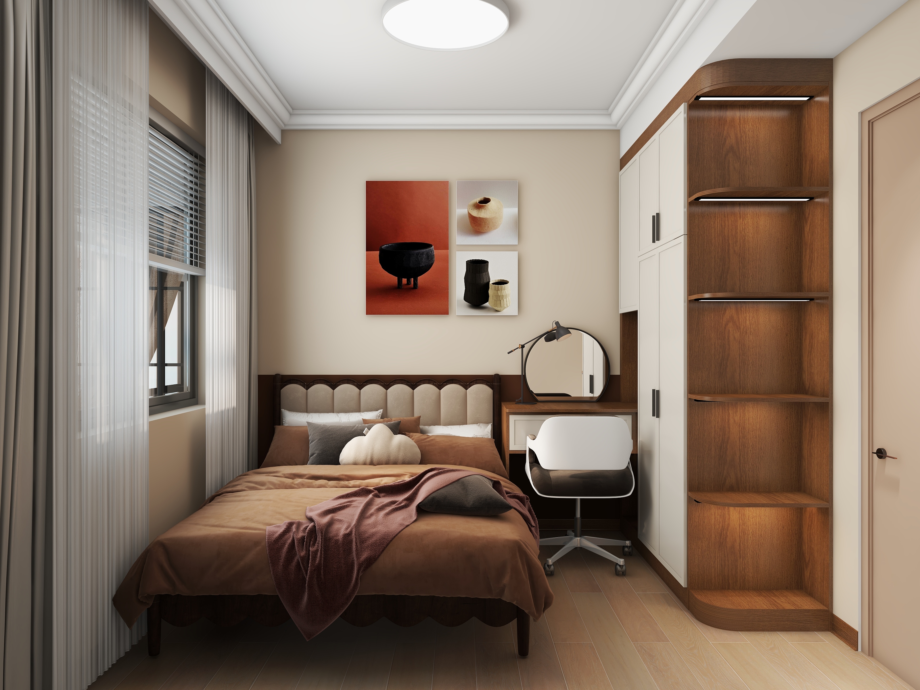 mhdu-简约的中古风--碧桂园3室1厅123M²4室装修效果图