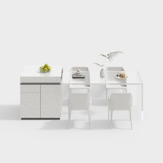 Modern island dining table and chair set