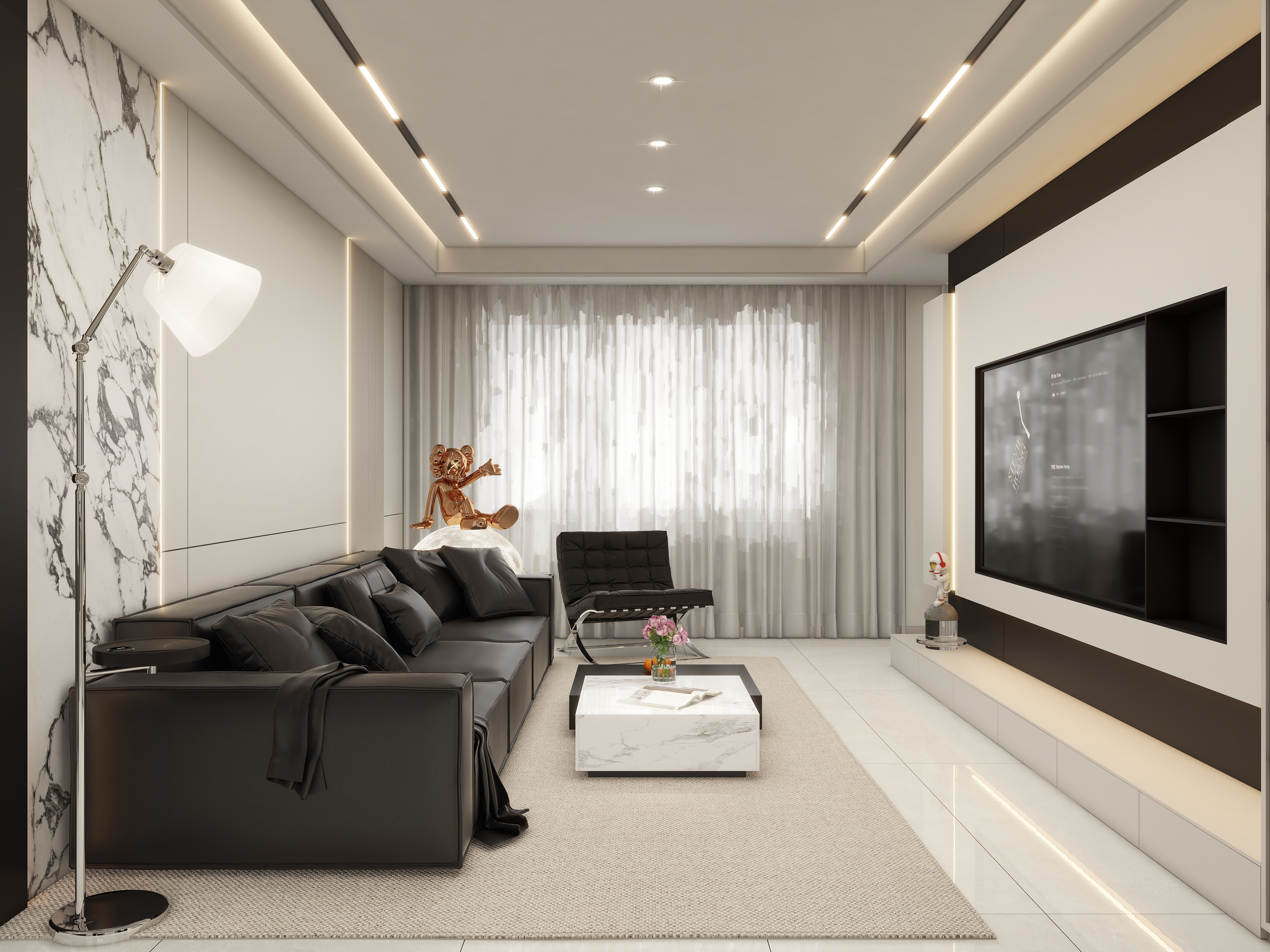 壹诺设计工作室-114㎡2室--现代极简 装修效果图