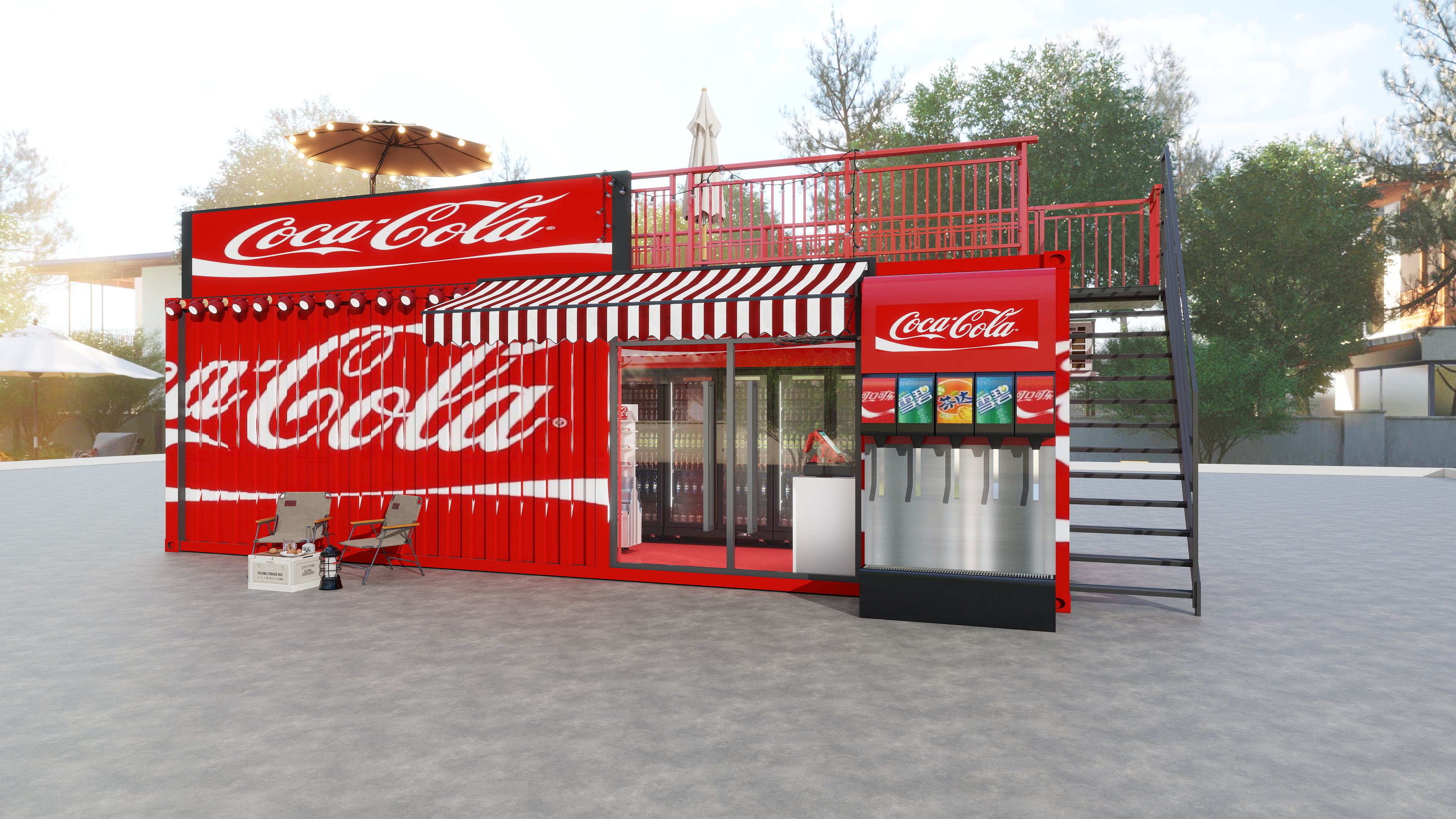 垄上行直播间设计-集装箱便利店-装修设计方案