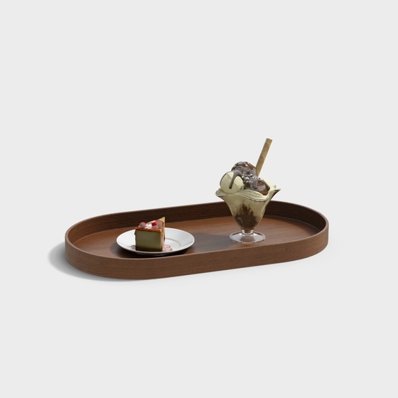 Modern Tray Food 3D Model in Brown for Culinary Presentations