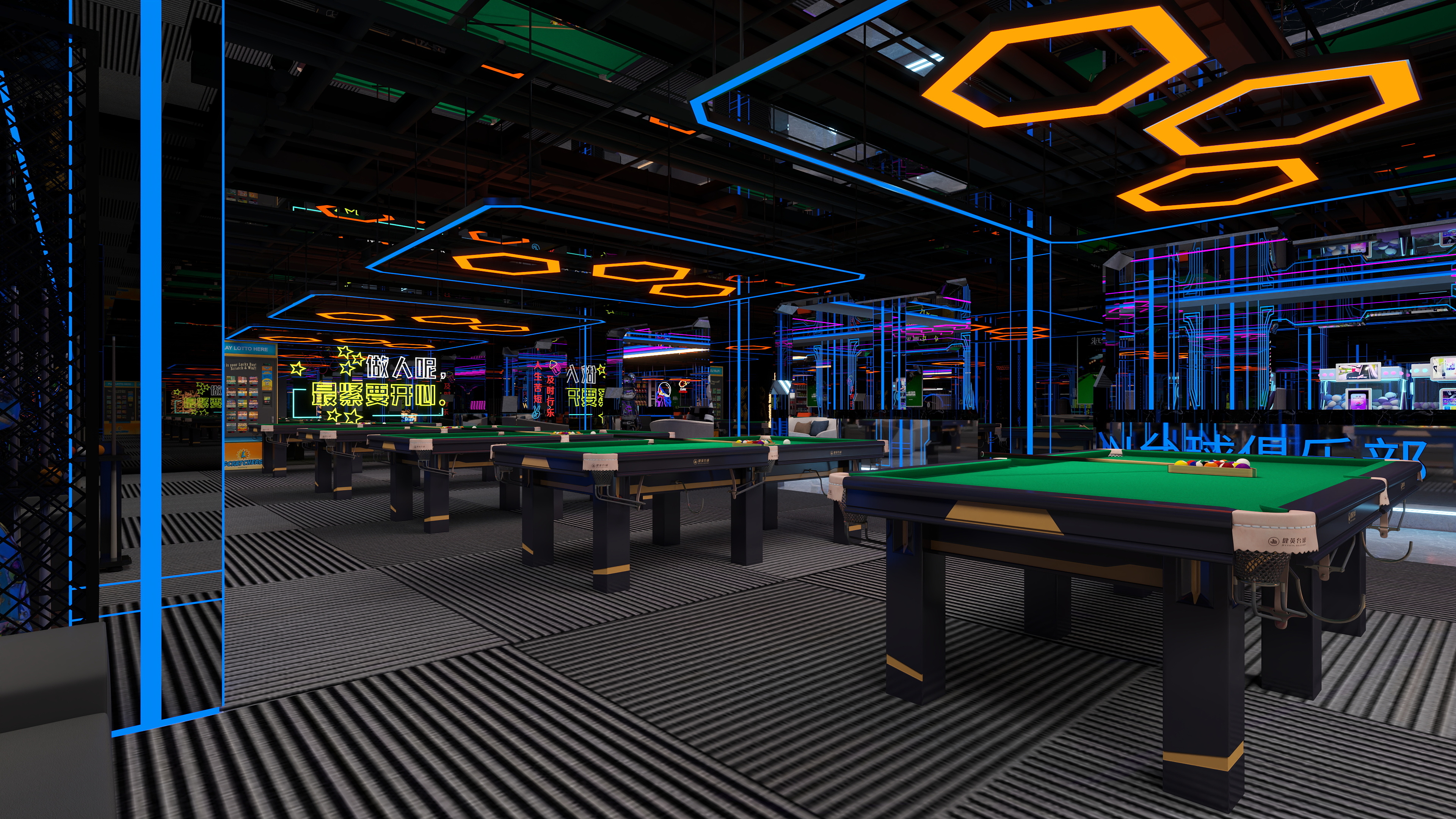一涧设计-台球厅-UN电玩俱乐部-装修设计方案
