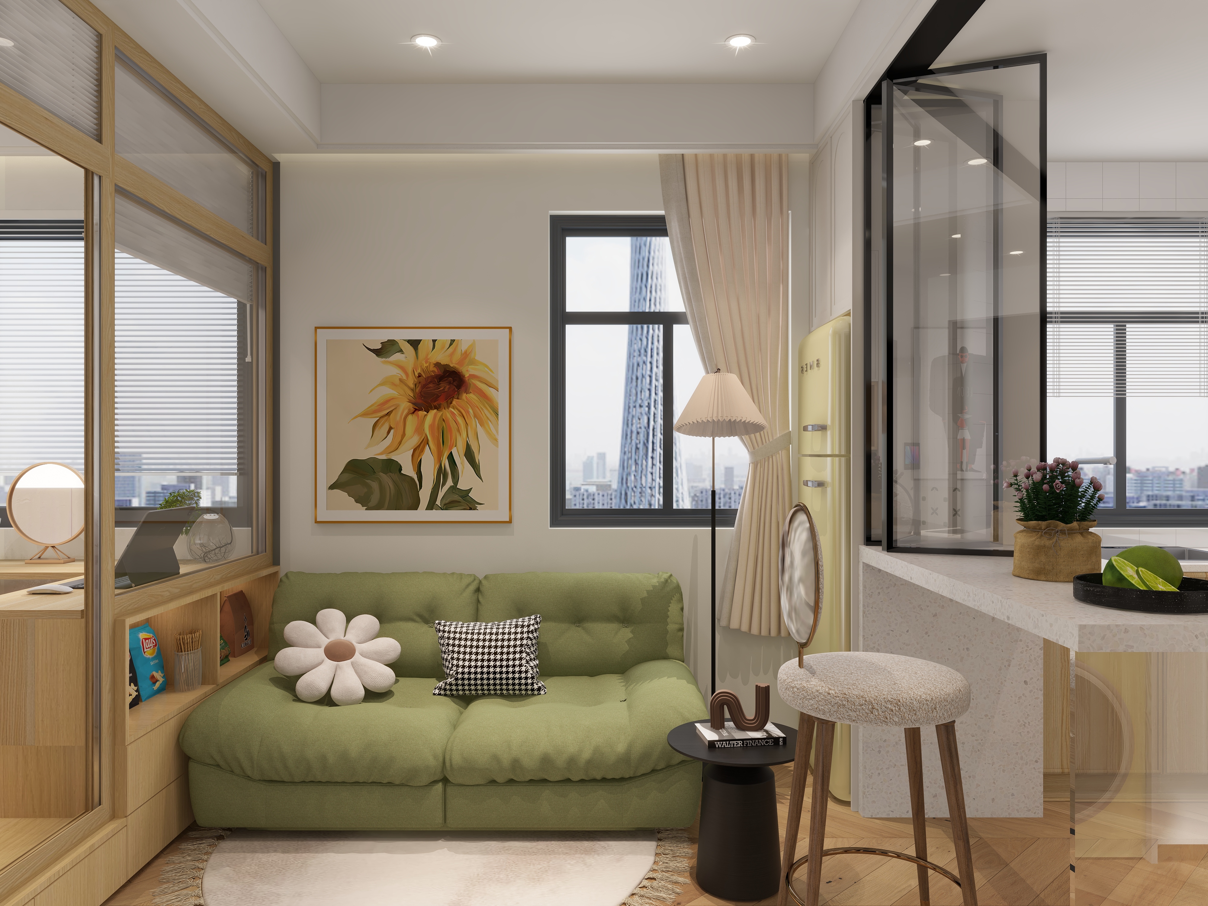 A周素人设计-原木38平2室1厅装修效果图