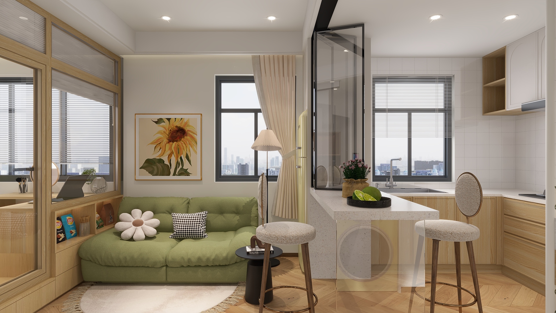 A周素人设计-原木38平2室1厅装修效果图