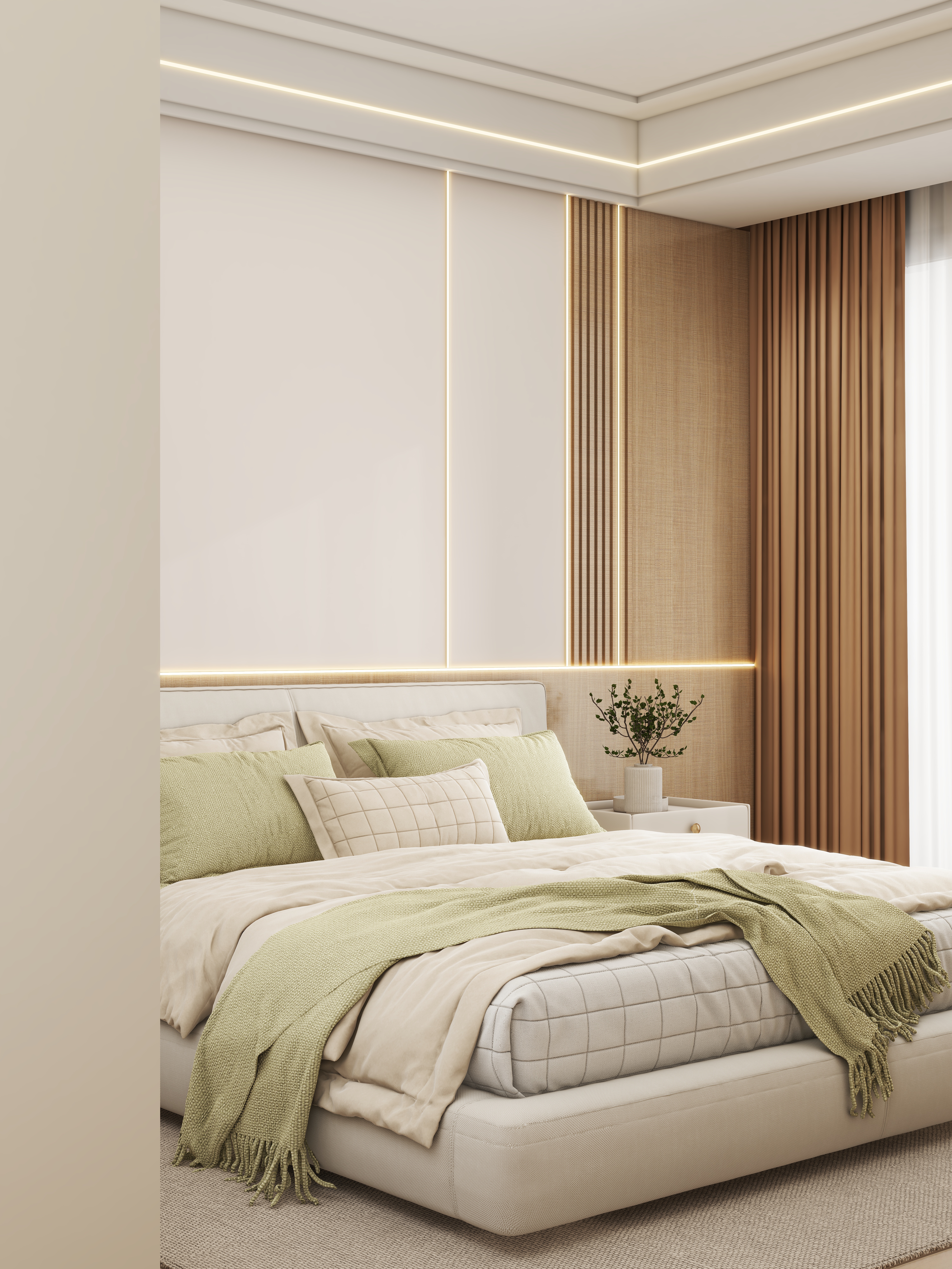 壹诺设计工作室-114㎡4室-原木风一层主卧装修效果图第3张