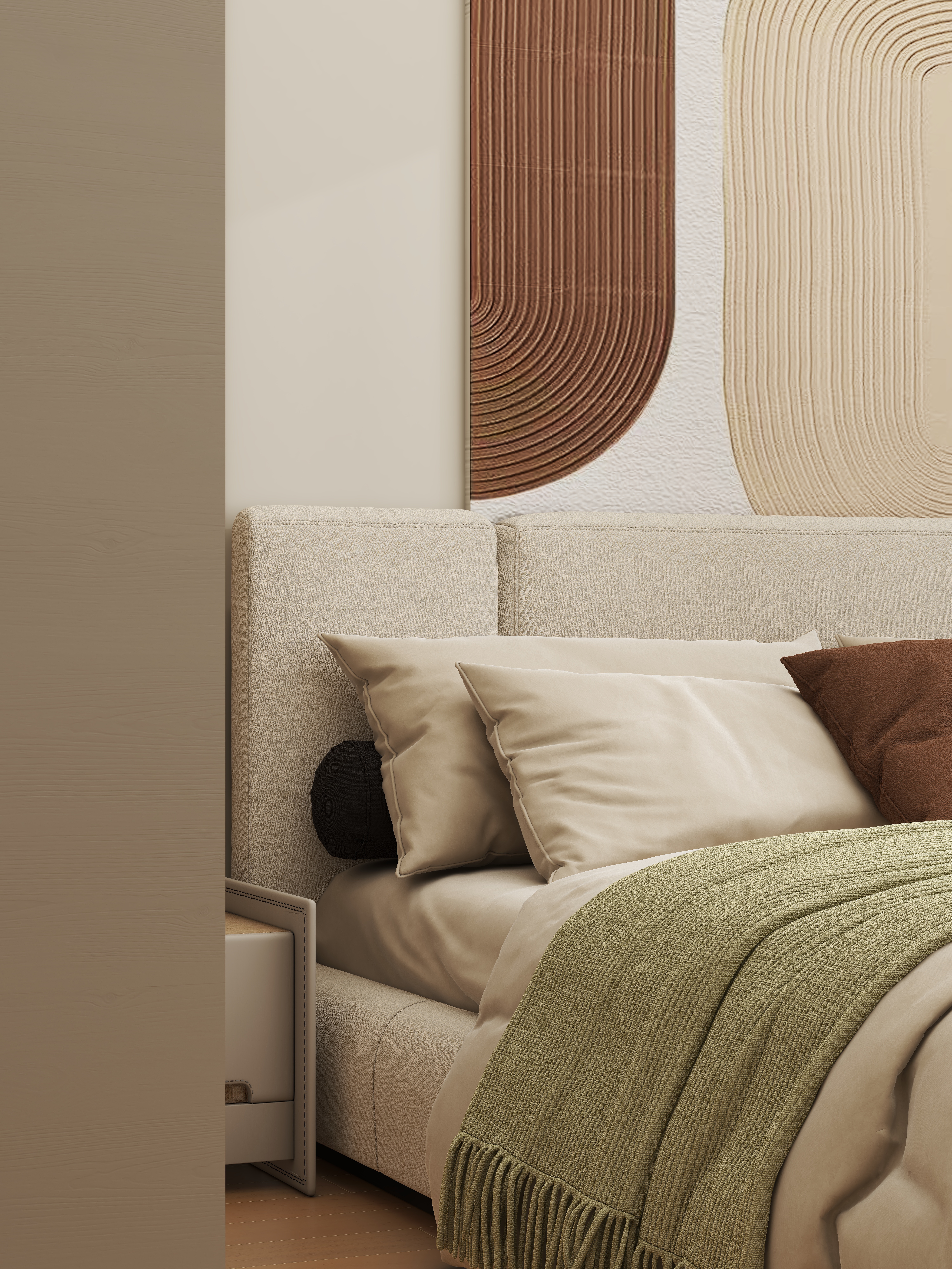 壹诺设计工作室-114㎡4室-原木风一层次卧装修效果图第2张