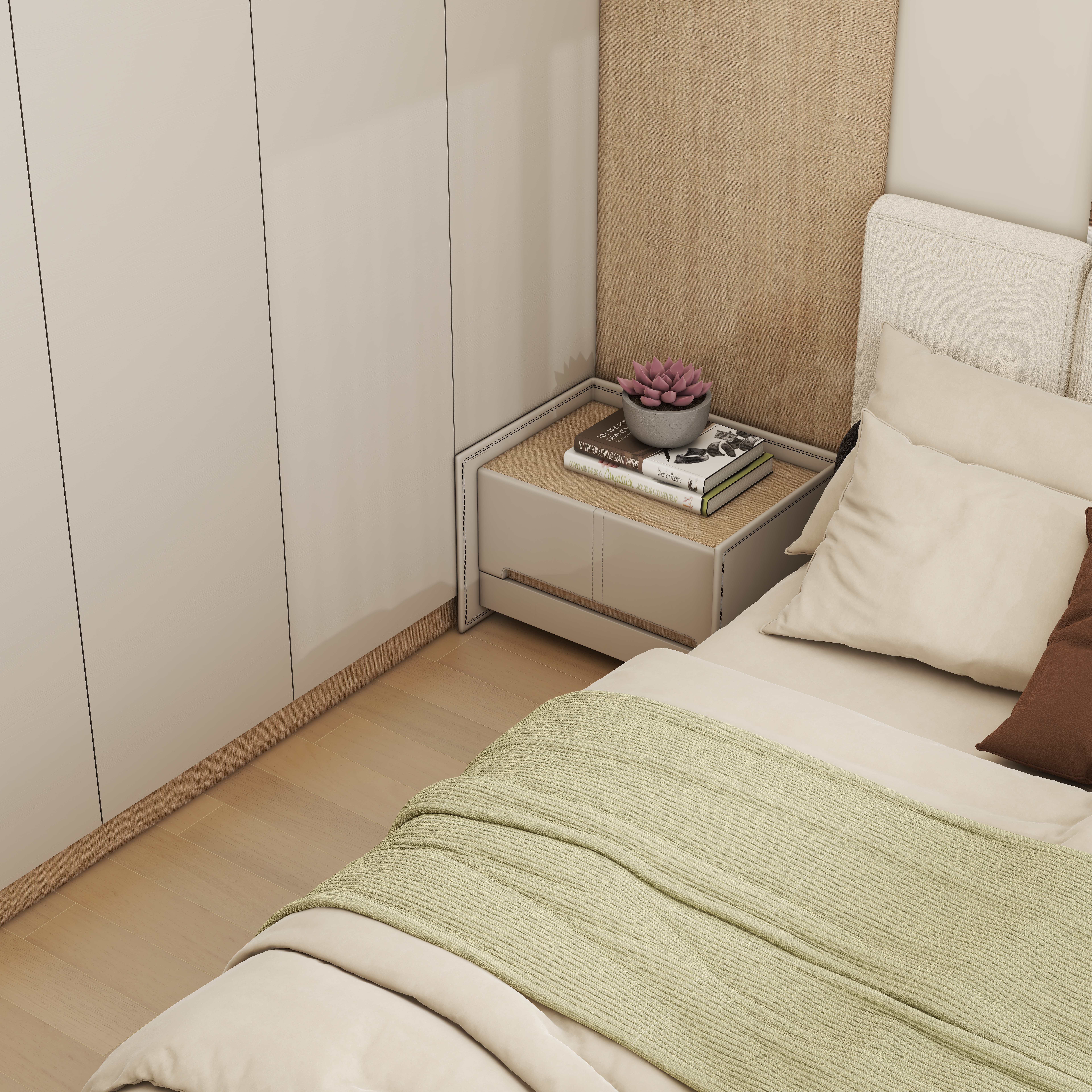 壹诺设计工作室-114㎡4室-原木风一层次卧装修效果图第1张