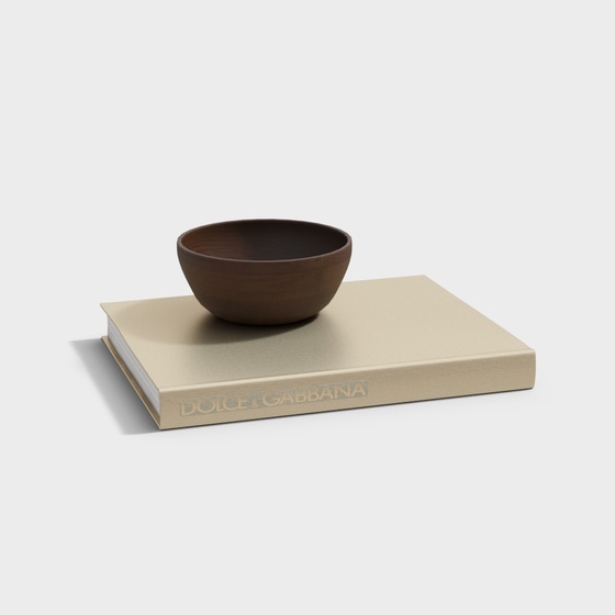 Wabi-Sabi Book Bowl Ornament 3D Model in Beige