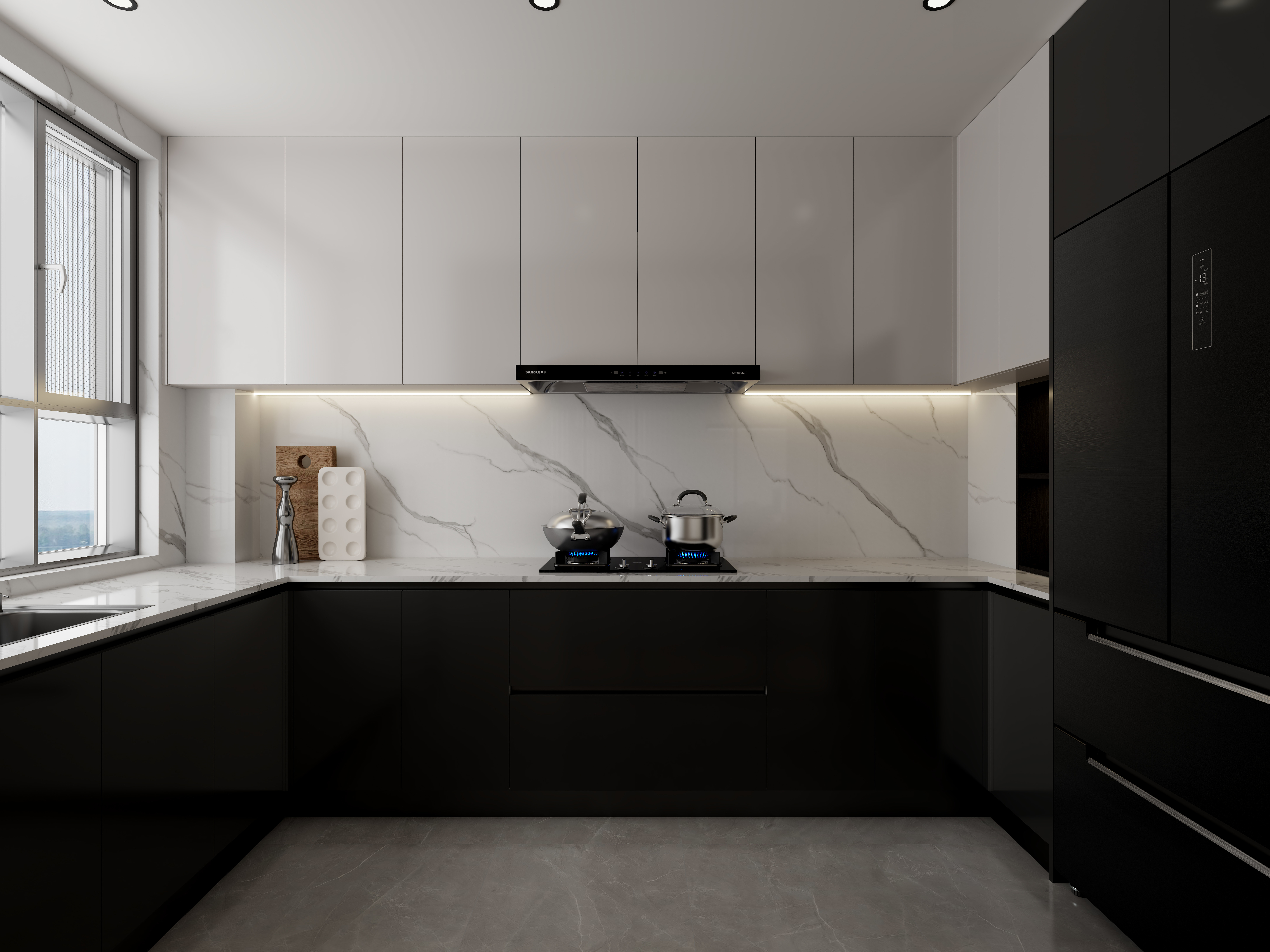 孙有权-『无疆之休』234平丨现代极简黑白灰大平层四居  装修效果图