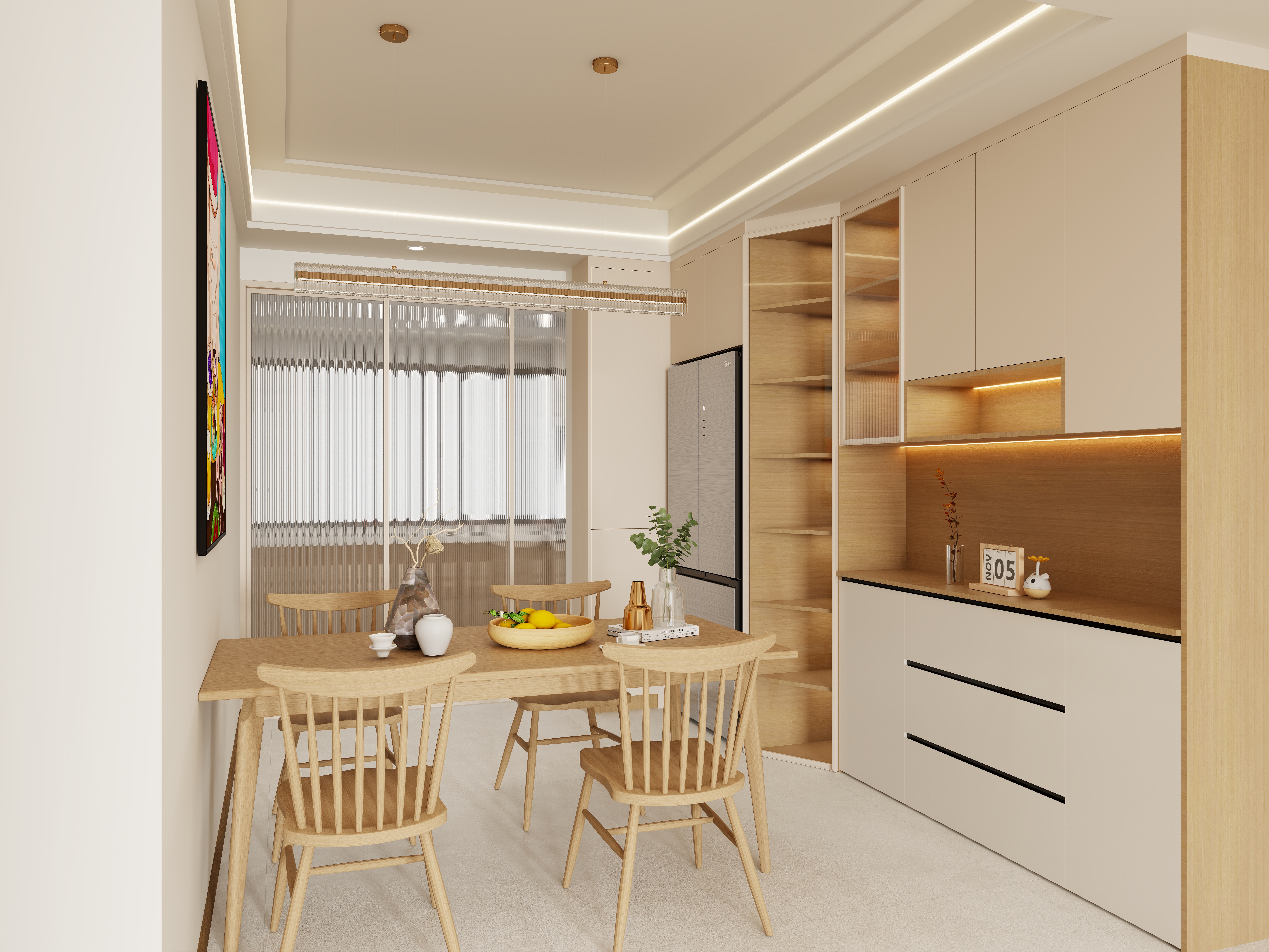 壹诺设计工作室-114㎡3室-原木风装修效果图