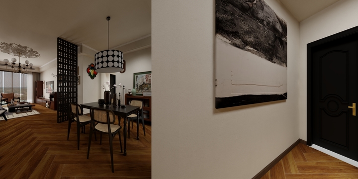 王鹏-中古风-碧桂园103经典户型-装修设计方案