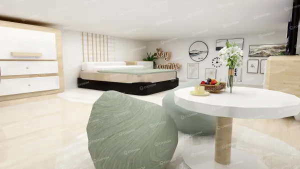 A simple bedroom is minimalist