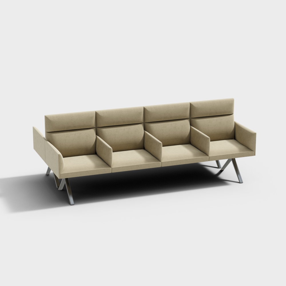 Arper Object353 White leather multi-person sofa3D模型