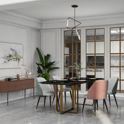 Elegant Minimalist Dining Room with White Tone