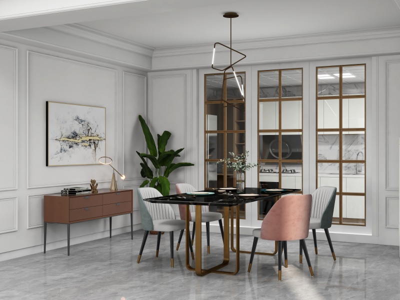 Elegant Minimalist Dining Room with White Tone