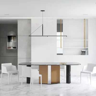 Modern Minimalist Dining Room with Contrast