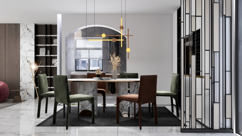 Elegant Modern Dining Room with Black & White Luxe