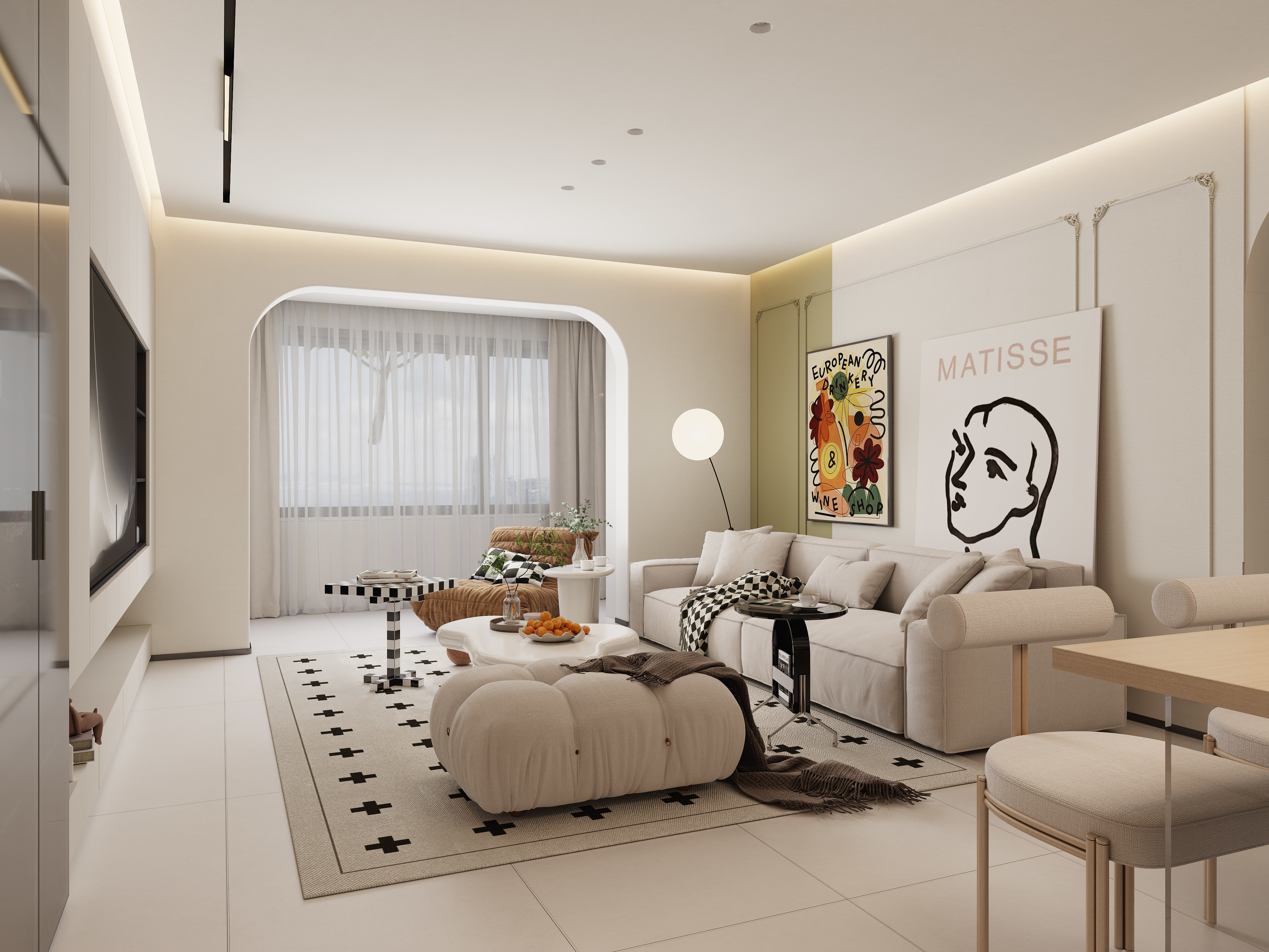 朝阳SOPoCX-奶油风客餐厅-装修设计方案