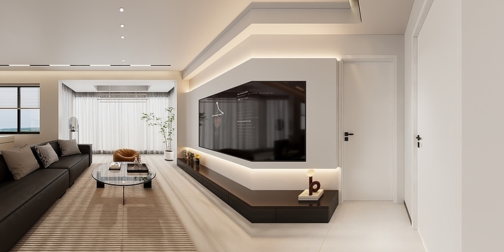 专业设计--三室两厅黑白灰-装修设计方案