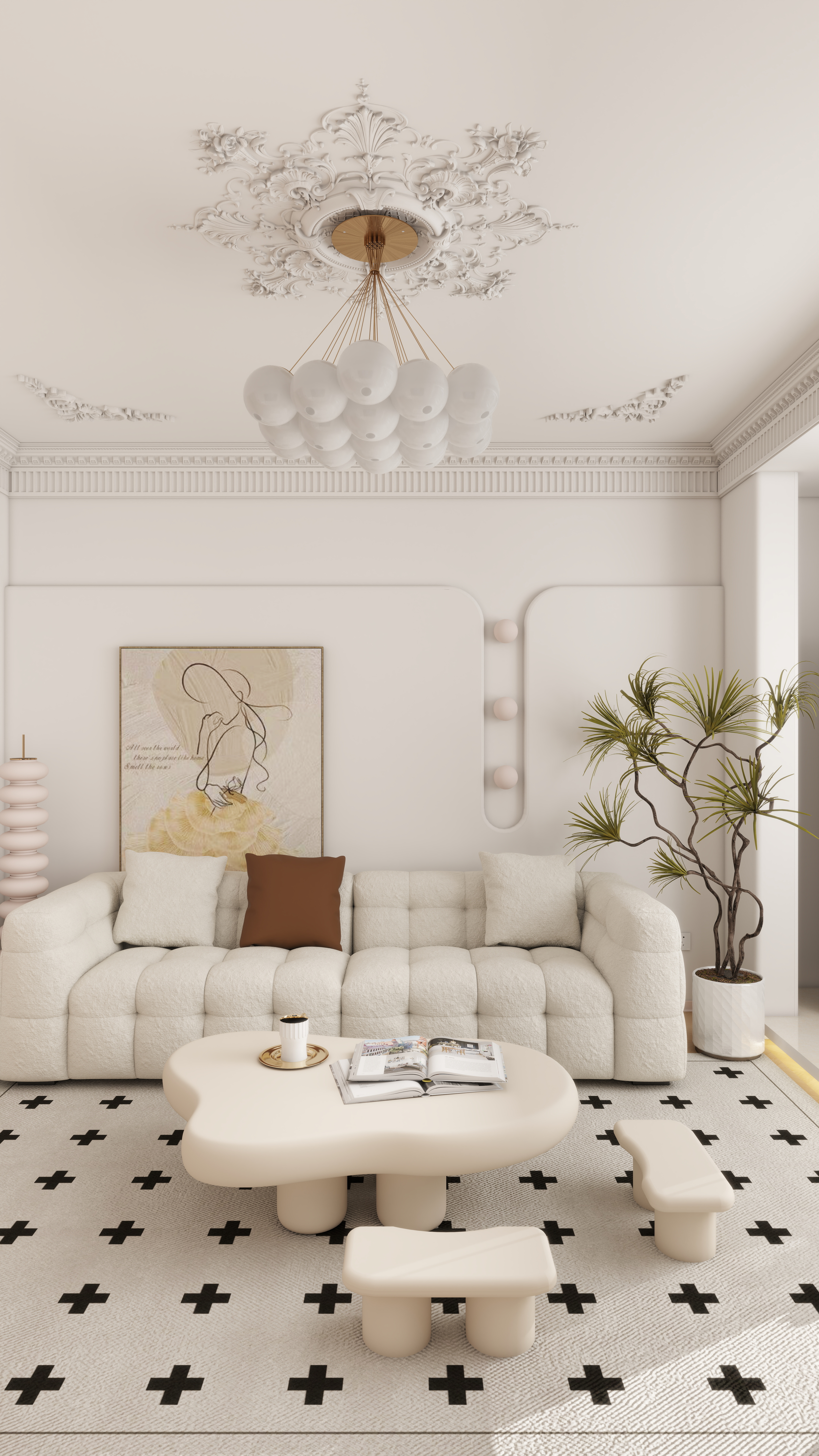 LSC设计-90㎡法式奶油风(实施落地)-装修设计方案