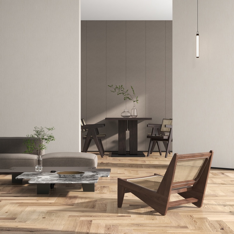 Minimalist Wood Tone Living Room